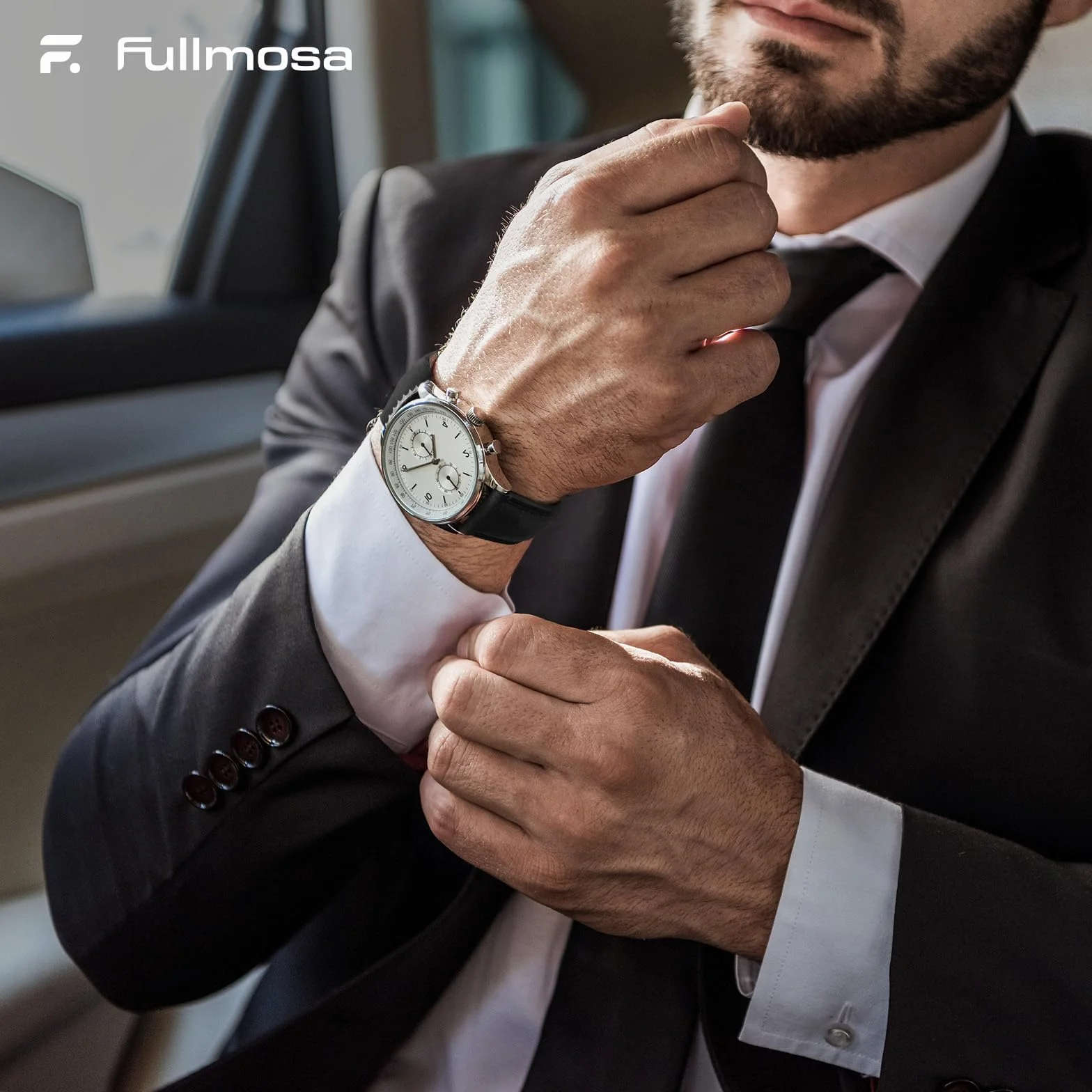 Fullmosa Lot de 2 bracelets de montre en cuir véritable 22mm, Changement rapide pour homme et femme avec fermoir en acier inoxydable compatible Samsung Gear S3 Frontier Garmin Venu 3
