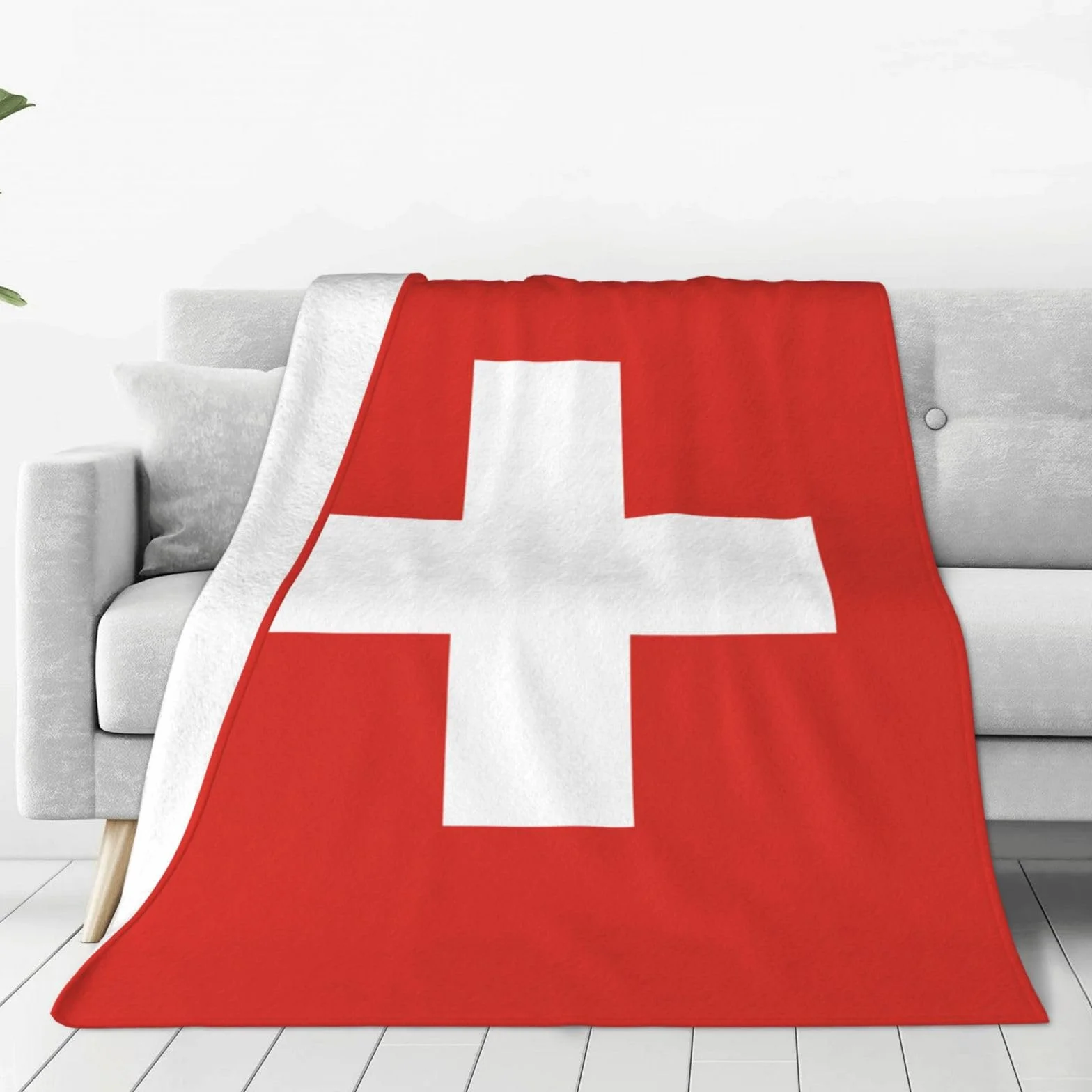 Couverture polaire douce drapeau suisse 152,4 x 127 cm multi-usages lit canapé camping