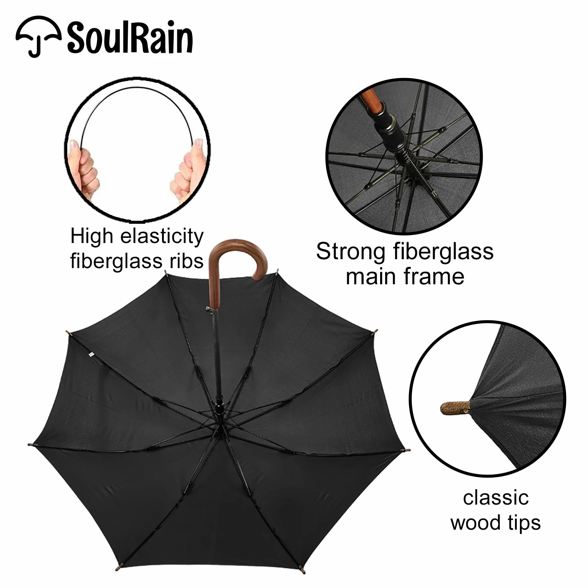 SoulRain 48 poignée en bois classique ouverture automatique pare-chocs séparé