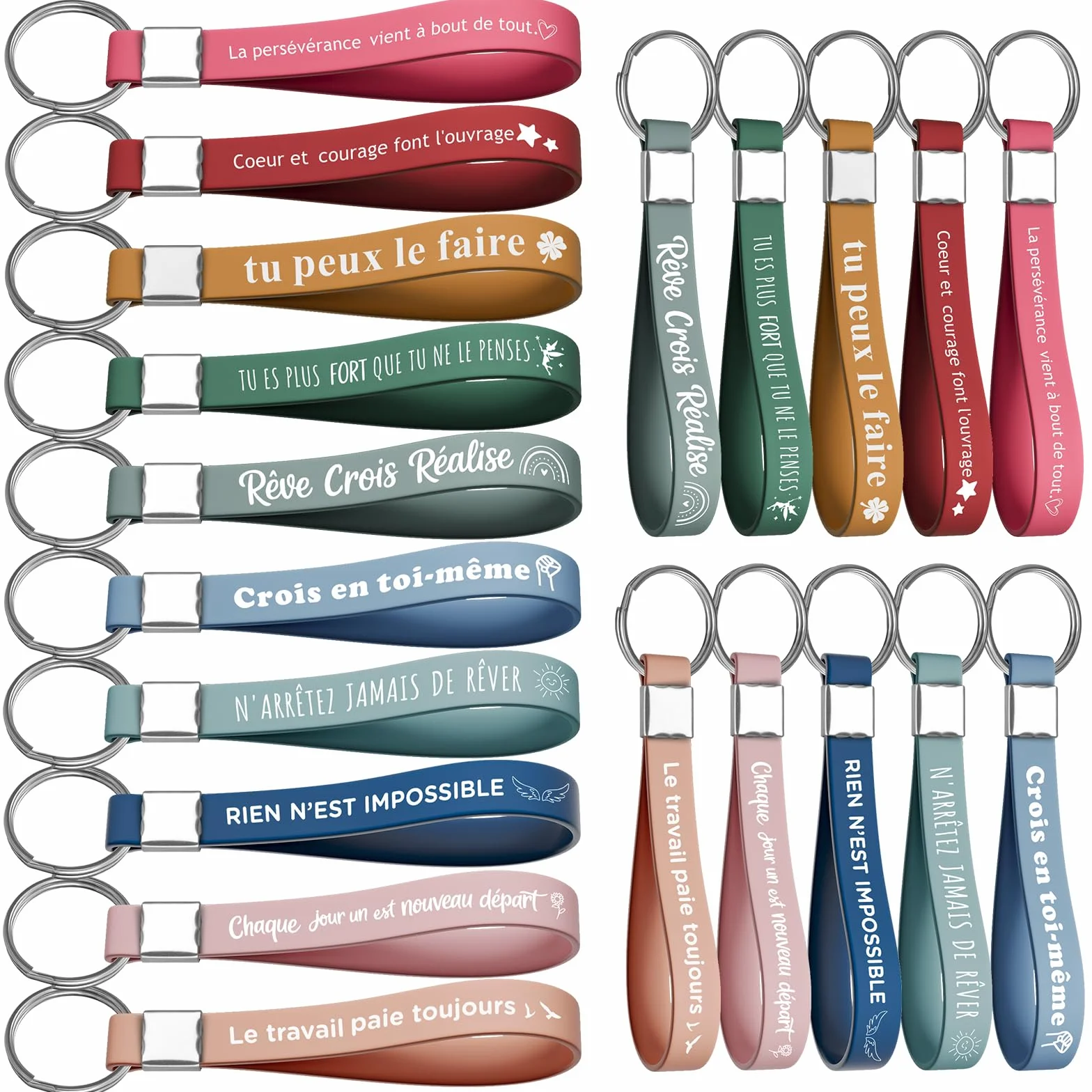 Porte-clés en silicone motivation lot de 40 cadeau remerciement employés collègues