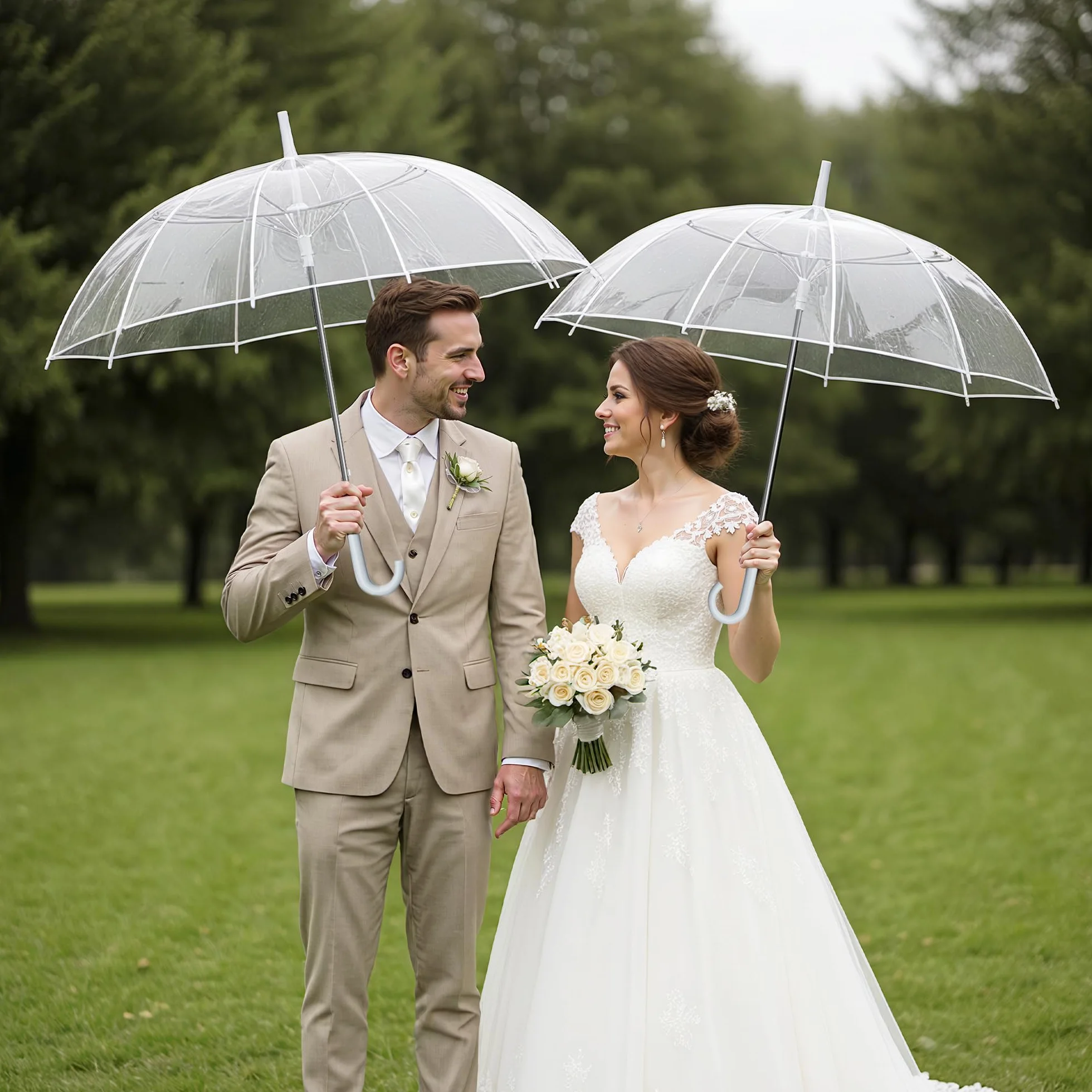 Parapluie transparent automatique 100 cm lot de 6 pour une personne