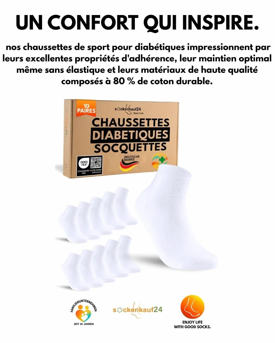 Sport Quarter Socks Homme Femme Chaussettes de Tennis Respirantes Renforcées 10 Paires