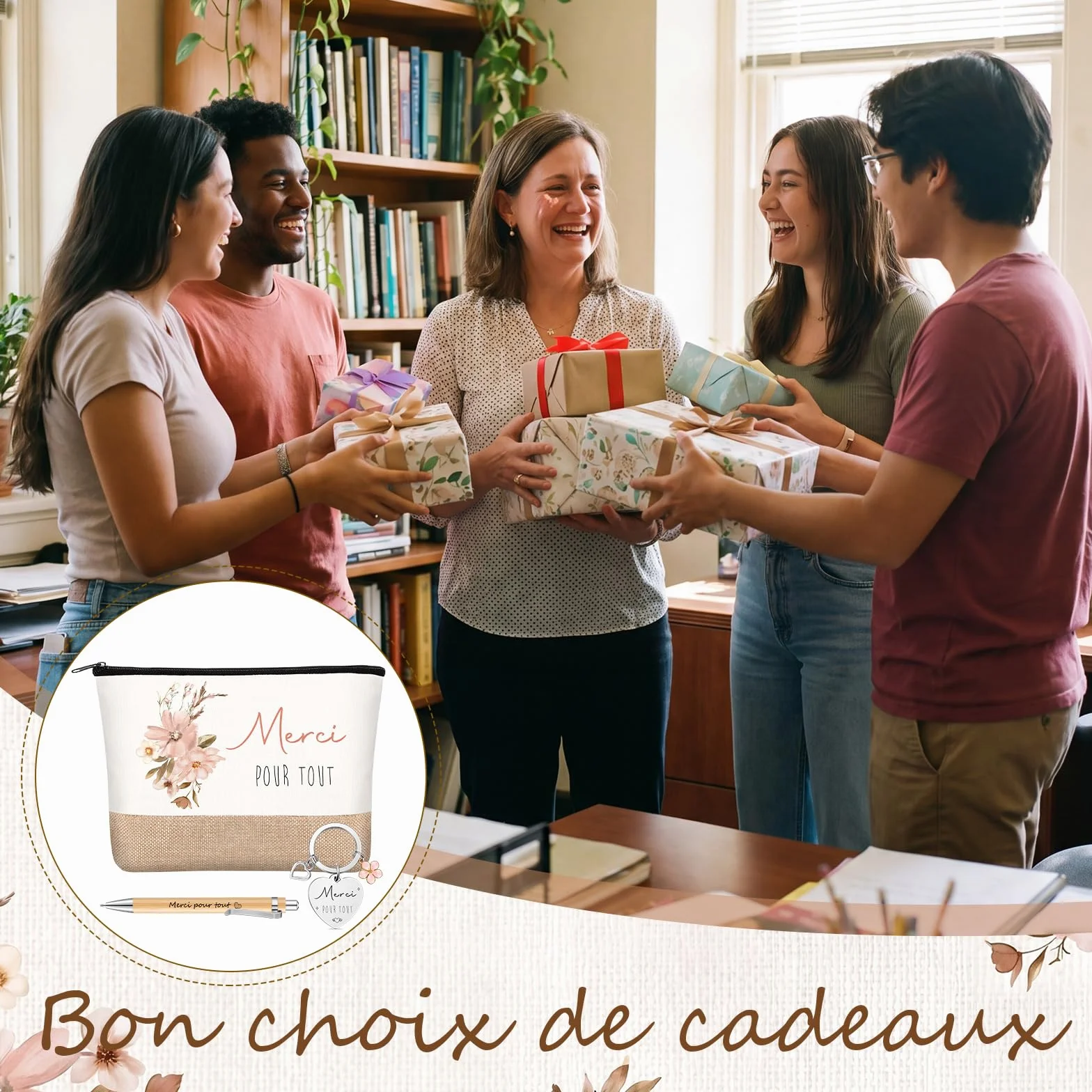 Xuniea 4 Pièces Cadeaux de Merci pour Femme Anniversaire Départ Retraite Travail