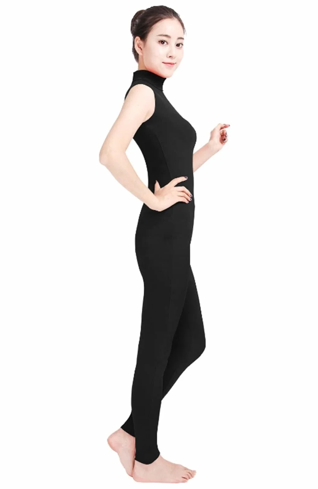Lifup Costume de danse unisexe combinaison élastique col roulé sans manches