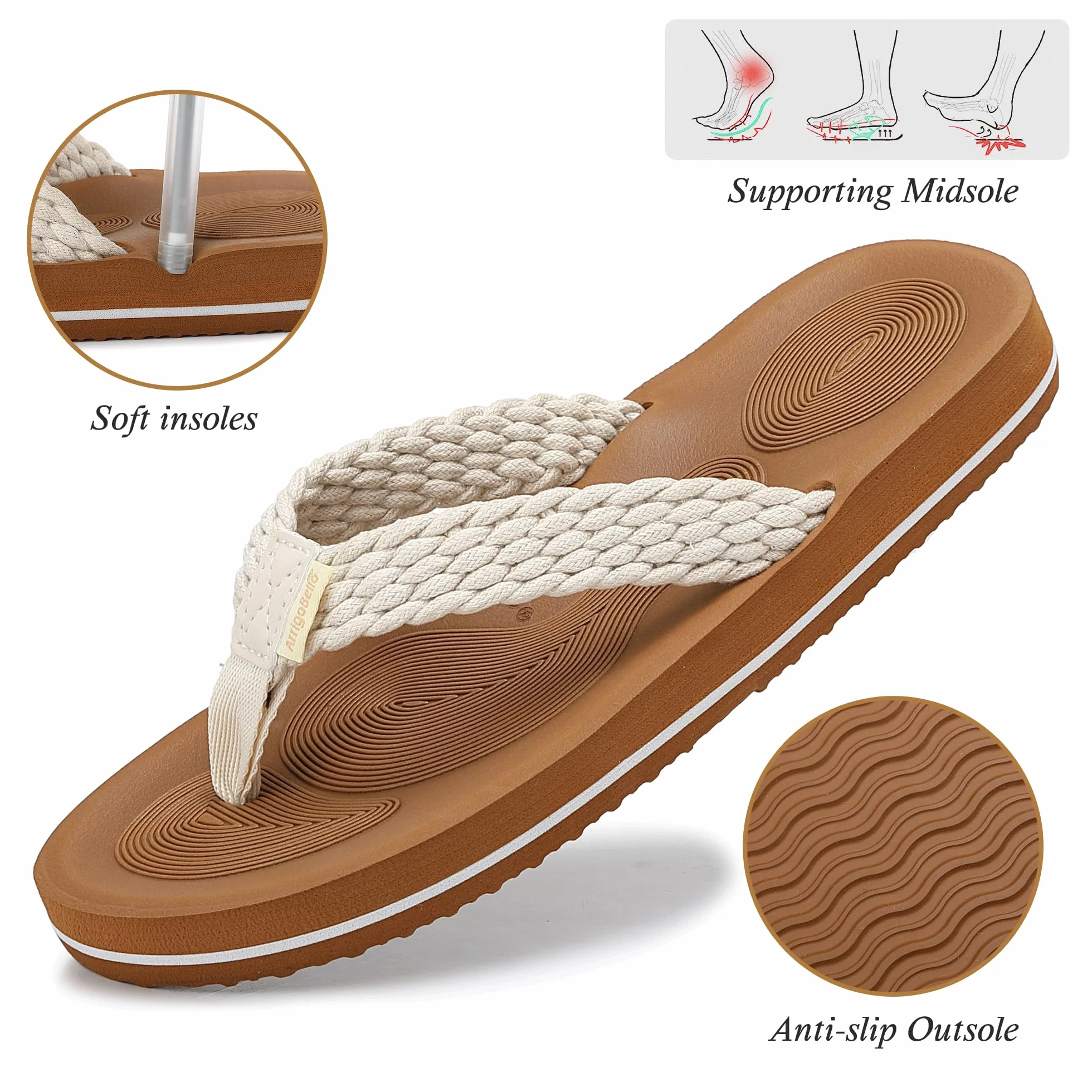ARRIGO BELLO Sandales Femme Tongs Plage Piscine Antidérapant Taille 36-41