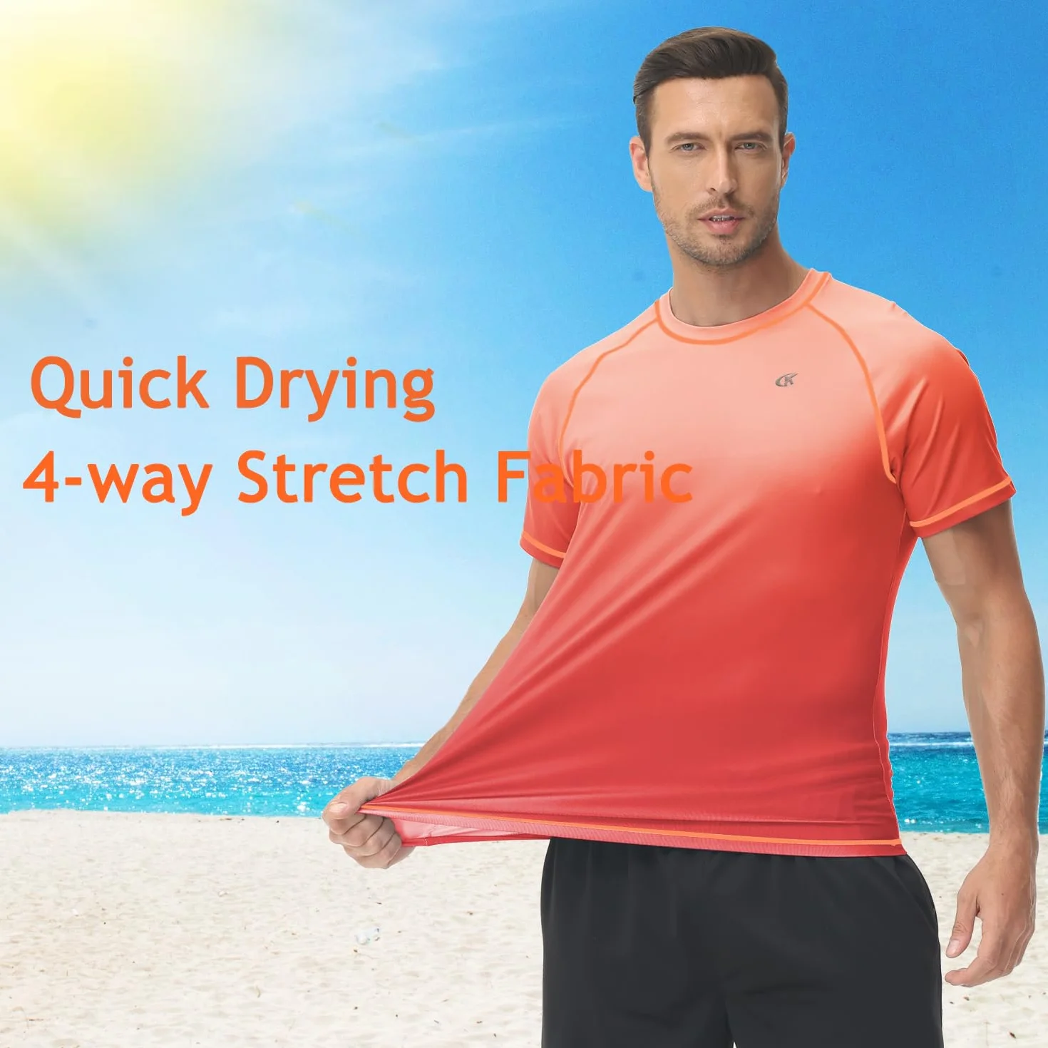 Huayuzh Maillot de bain anti-UV UPF 50+ à manches courtes pour homme Séchage rapide surf course à pied