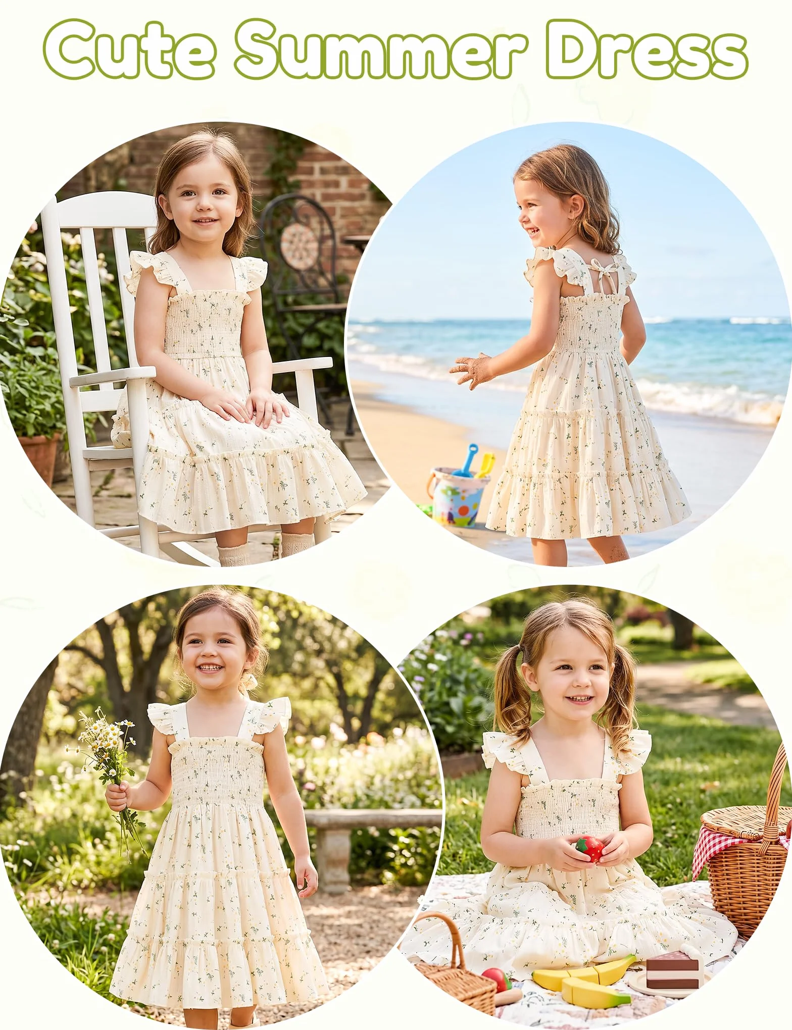 Robe Bebe Fille d'été sans Manches A-Ligne Midi Robe Princesse Fille 18-24 Mois 2-6 Ans