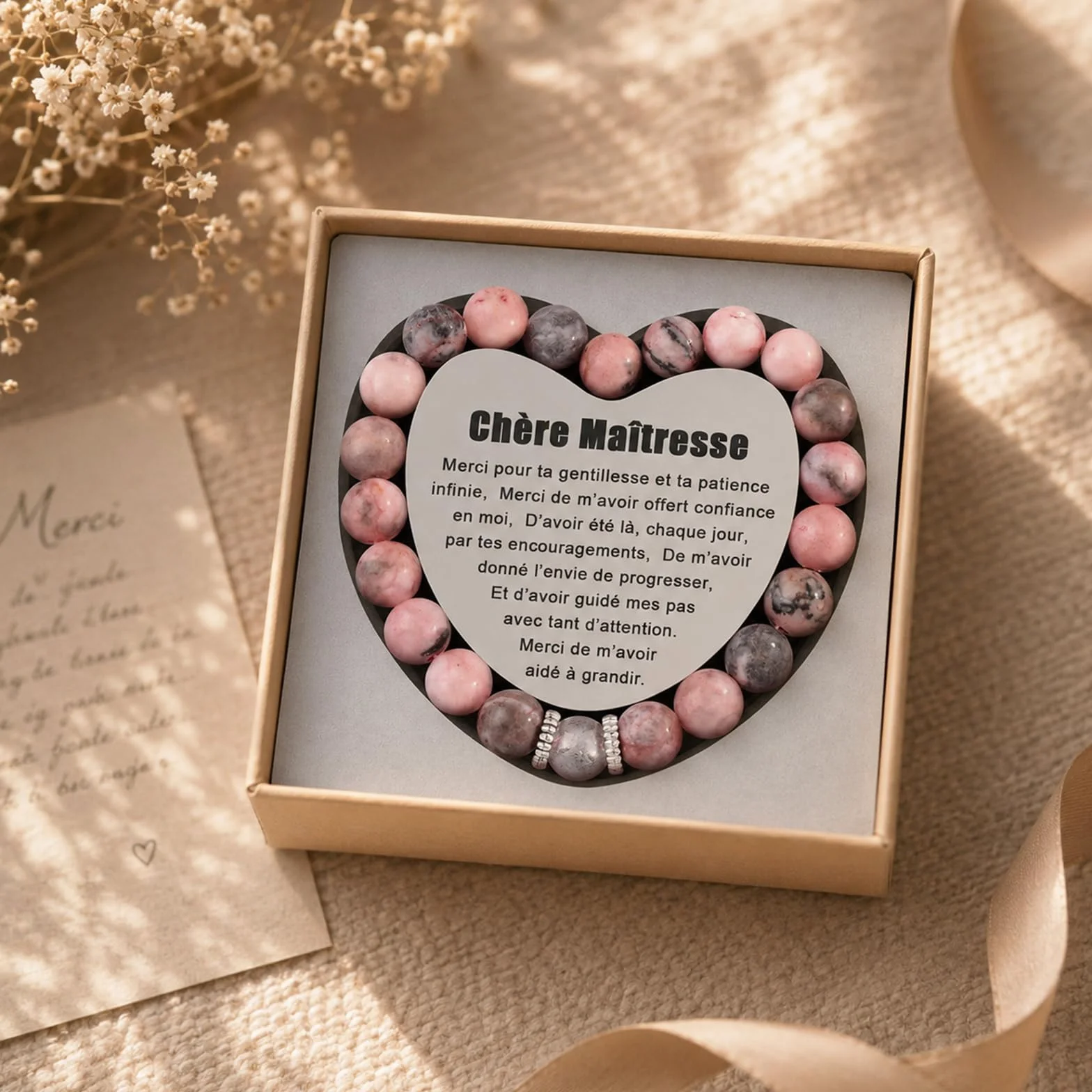 Bracelet pour Maman Cadeau Fete des Meres Coffret en Forme de Cœur