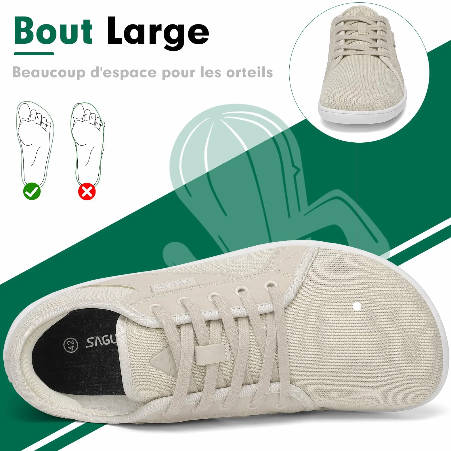 SAGUARO Unisexe Knit Chaussures Pieds Nus Luck Ⅰ Tailles 36-48