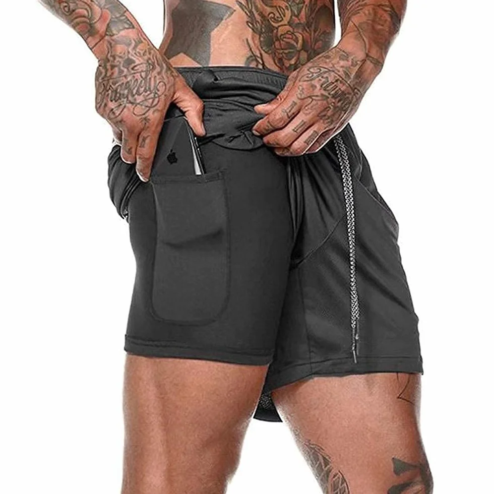 Compression Shorts Hommes Sport Séchage Rapide Short Course Pantalon Court Leggings Sport Poche Base Layer Stretch Fitness