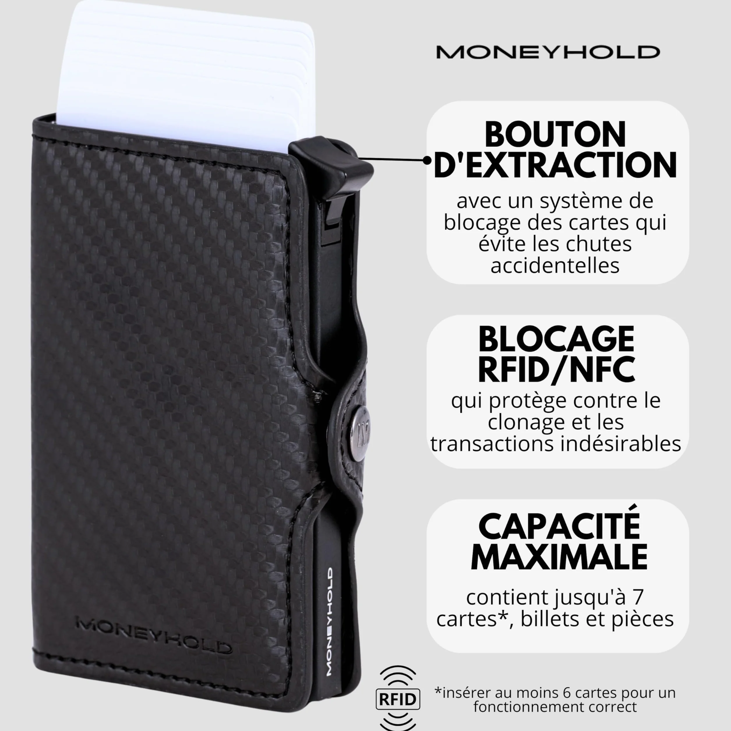 Moneyhold® Portefeuille Homme Femme Porte-Cartes RFID Slim Cuir Vegan Anti-Piratage