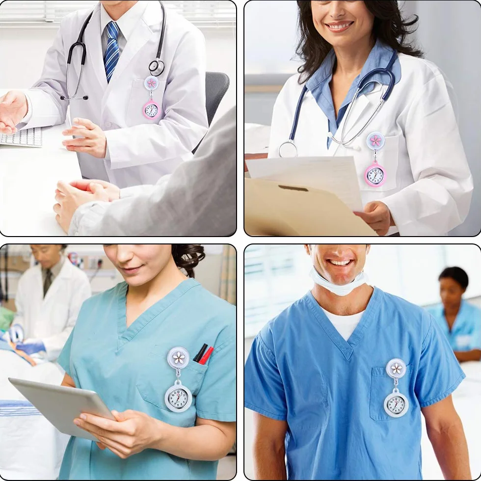 Vicloon Montre de Broche Infirmière en Silicone avec Broche pour Professionnels de la Santé