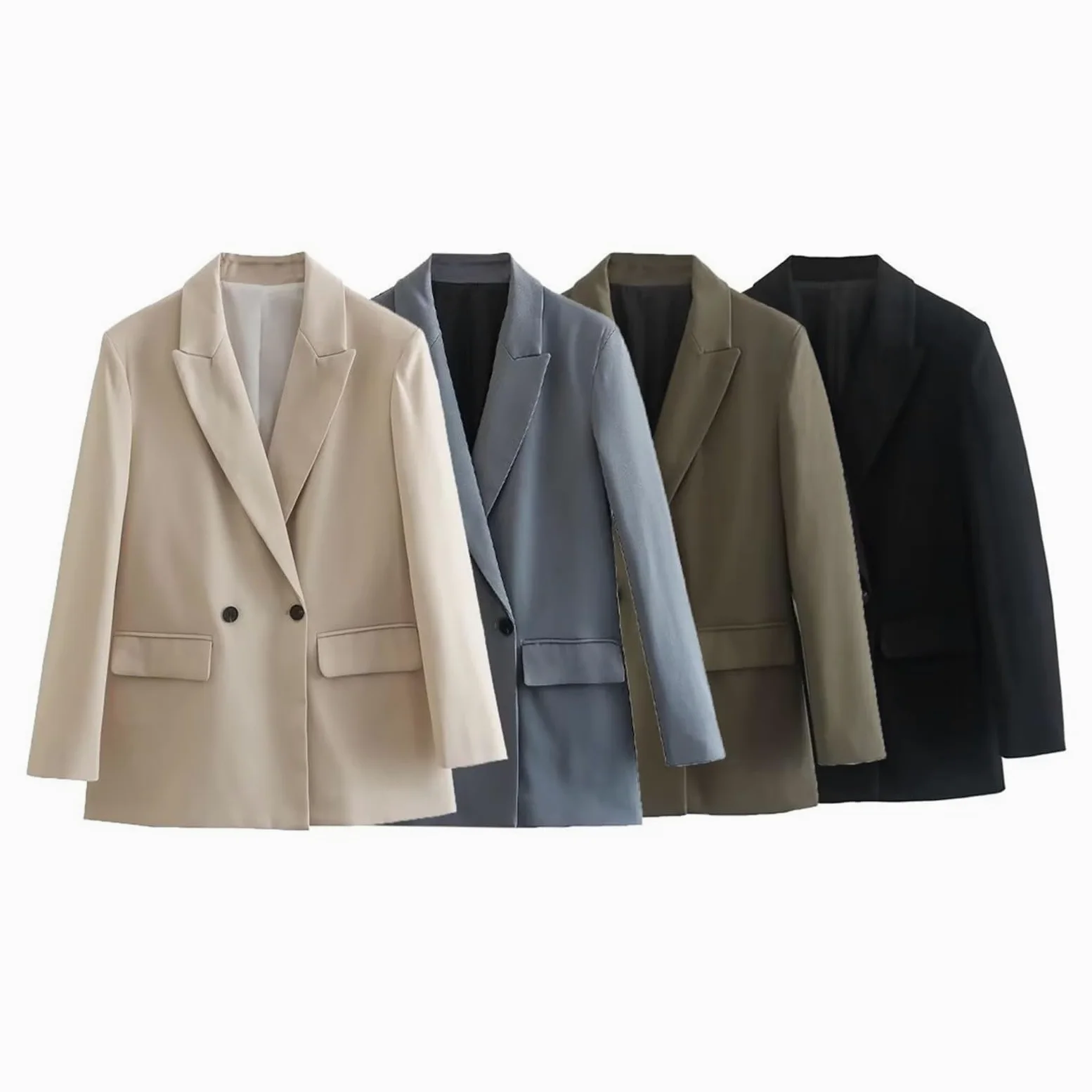 Jacket Femme - Blazer Long Femme, Veste Élégante À Deux Boutons Style Streetwear pour L'Automne Et l'hiver Idéale Au Quotidien Ou en Toute Occasion