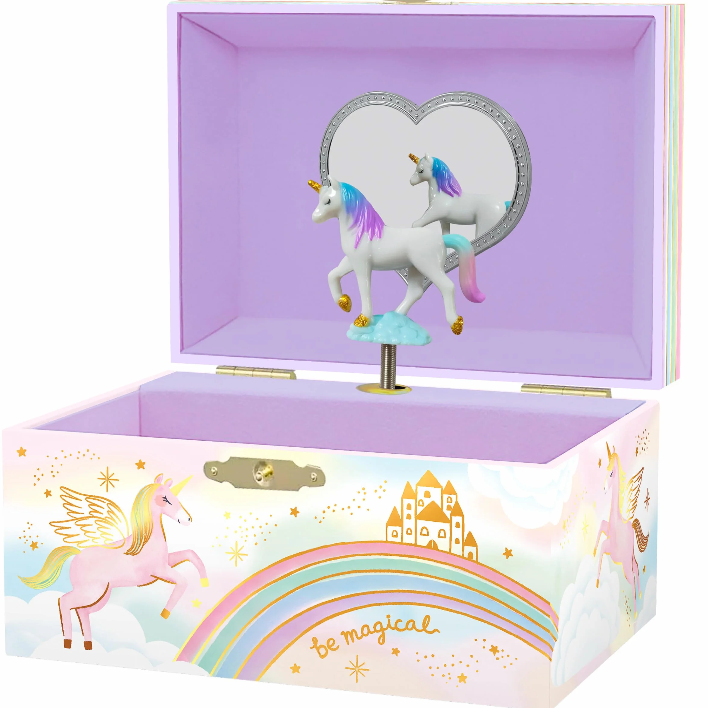 Giggle & Honey® Boîte à Bijoux Musicale Licorne pour Filles avec Miroir Cadeau 3-10 ans