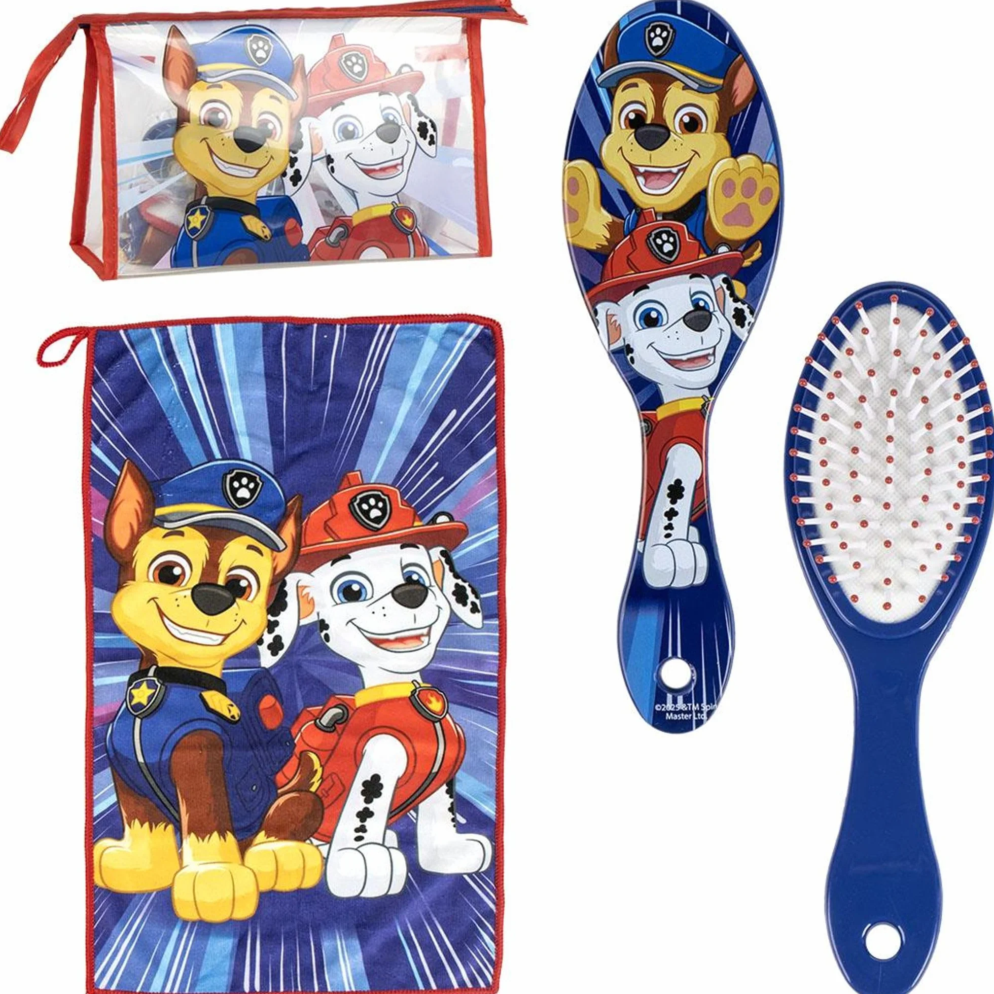 Trousse de Toilette Paw Patrol pour Voyage, Rouge/Bleu, Transparente avec Fermeture éclair