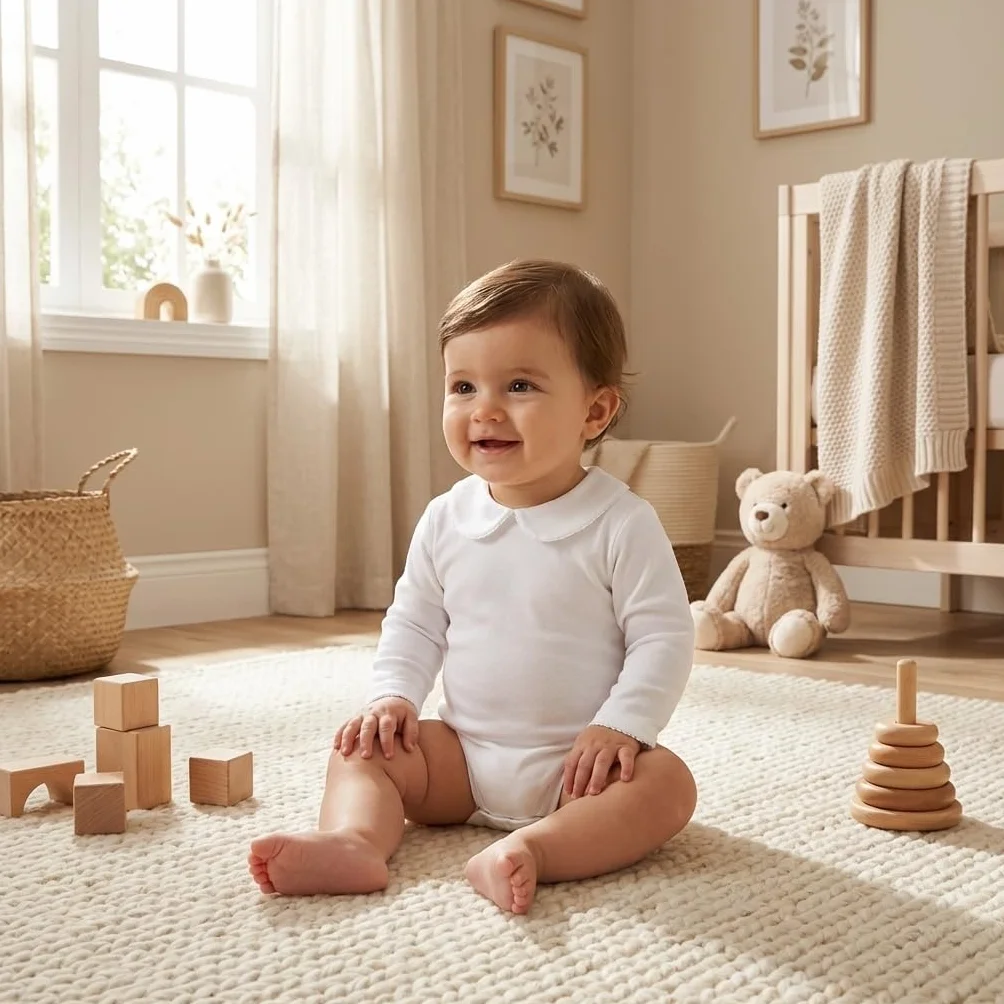 Body bébé 100% Coton Manches Longues col élégant Hypoallergénique Doux Respirant Peaux sensibles Bébé garçon Fille