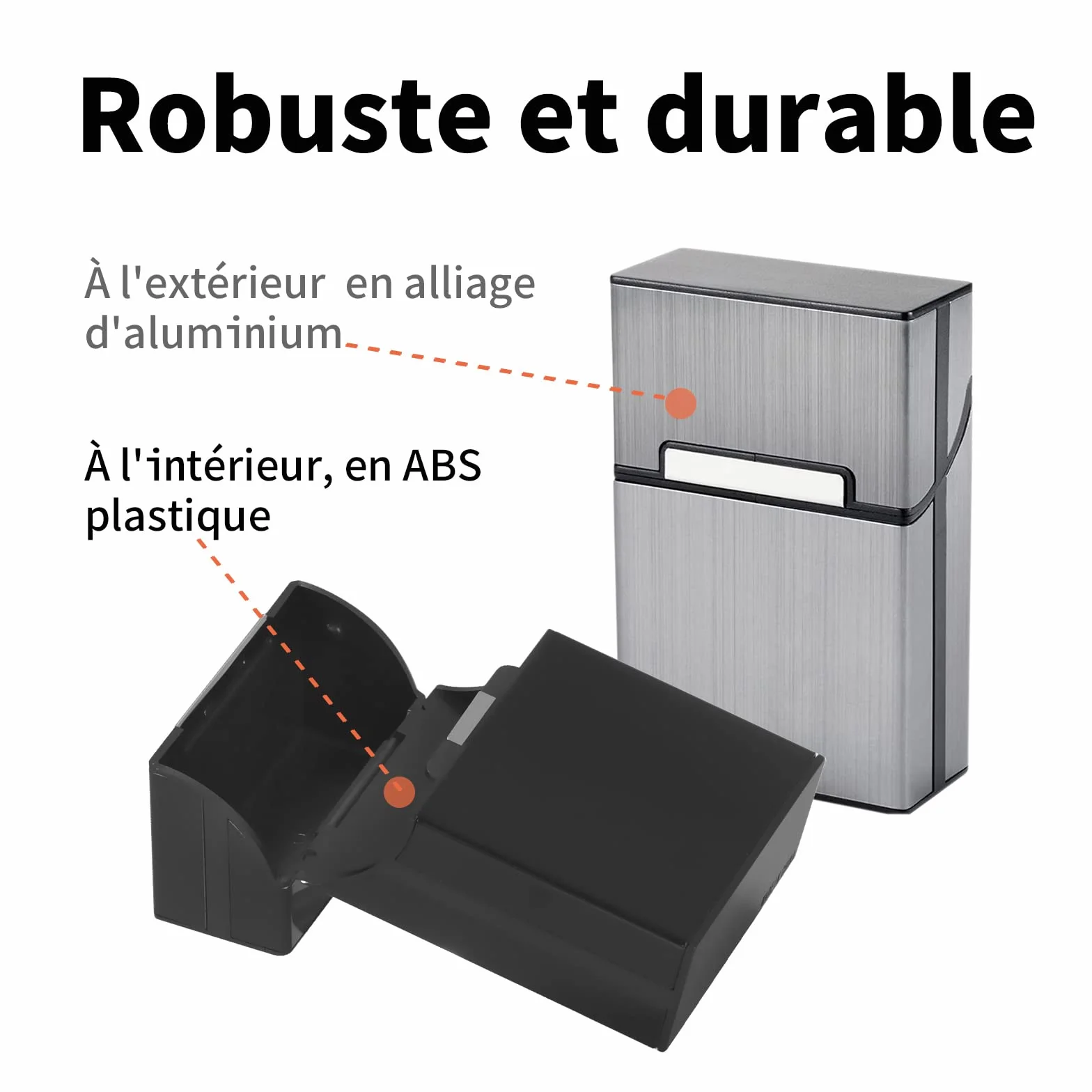 Etui à Cigarettes Aimanté Aluminium Gris Noir Homme Femme