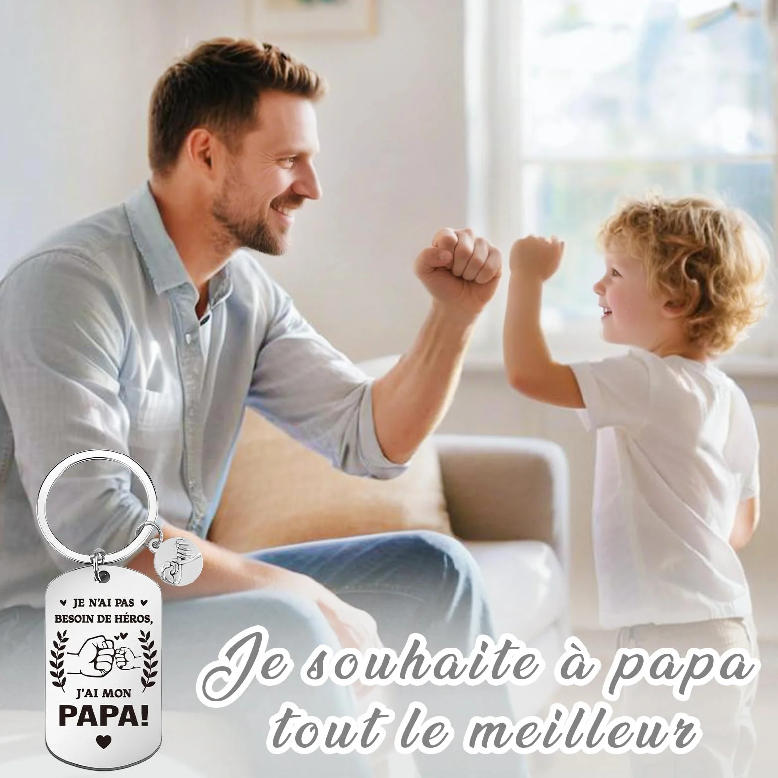 Porte Clef Inoxydable Cadeau Papa Fête des Pères Anniversaire