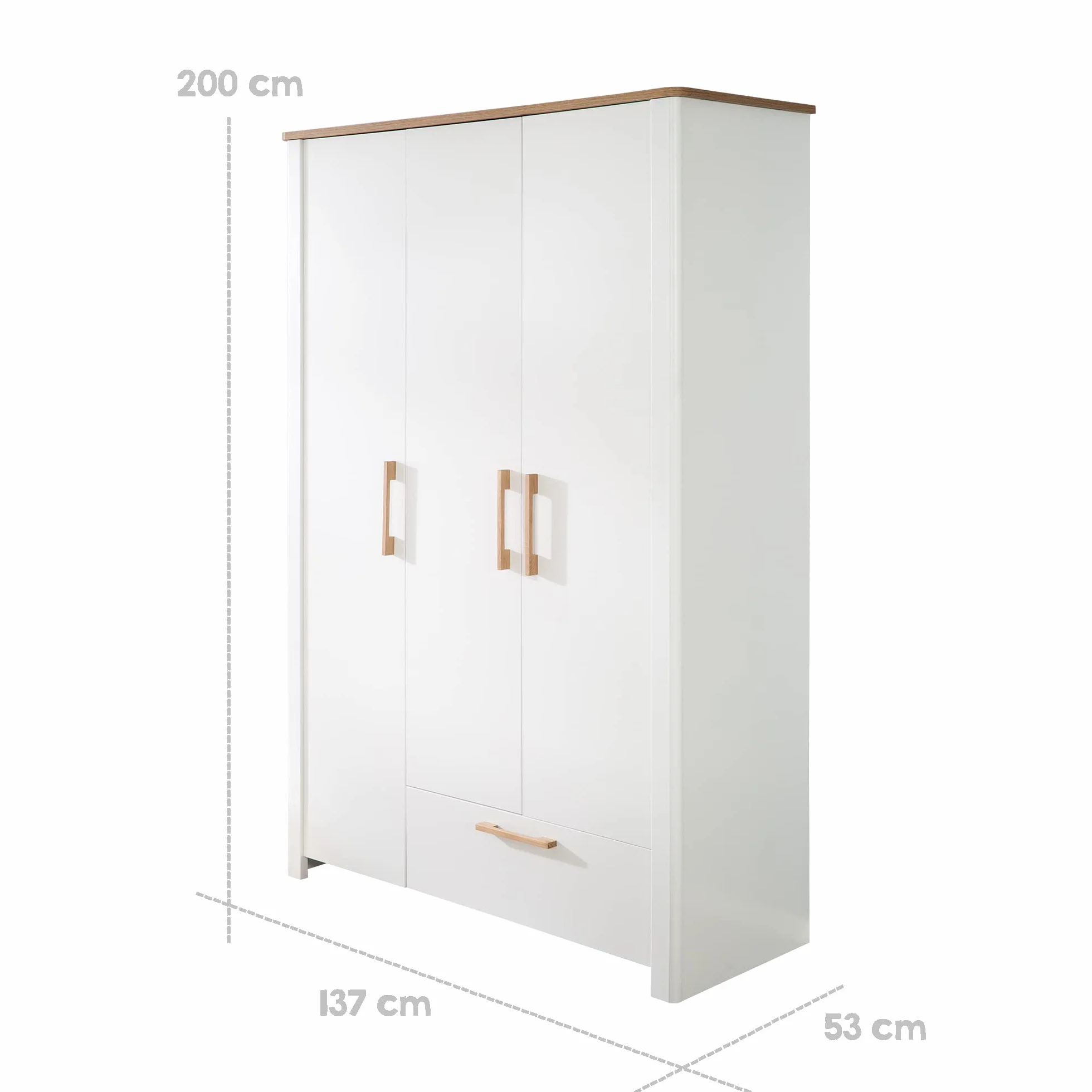 roba Armoire 3 Portes Blanc Chêne Artisanal 200 x 138,5 x 54 cm