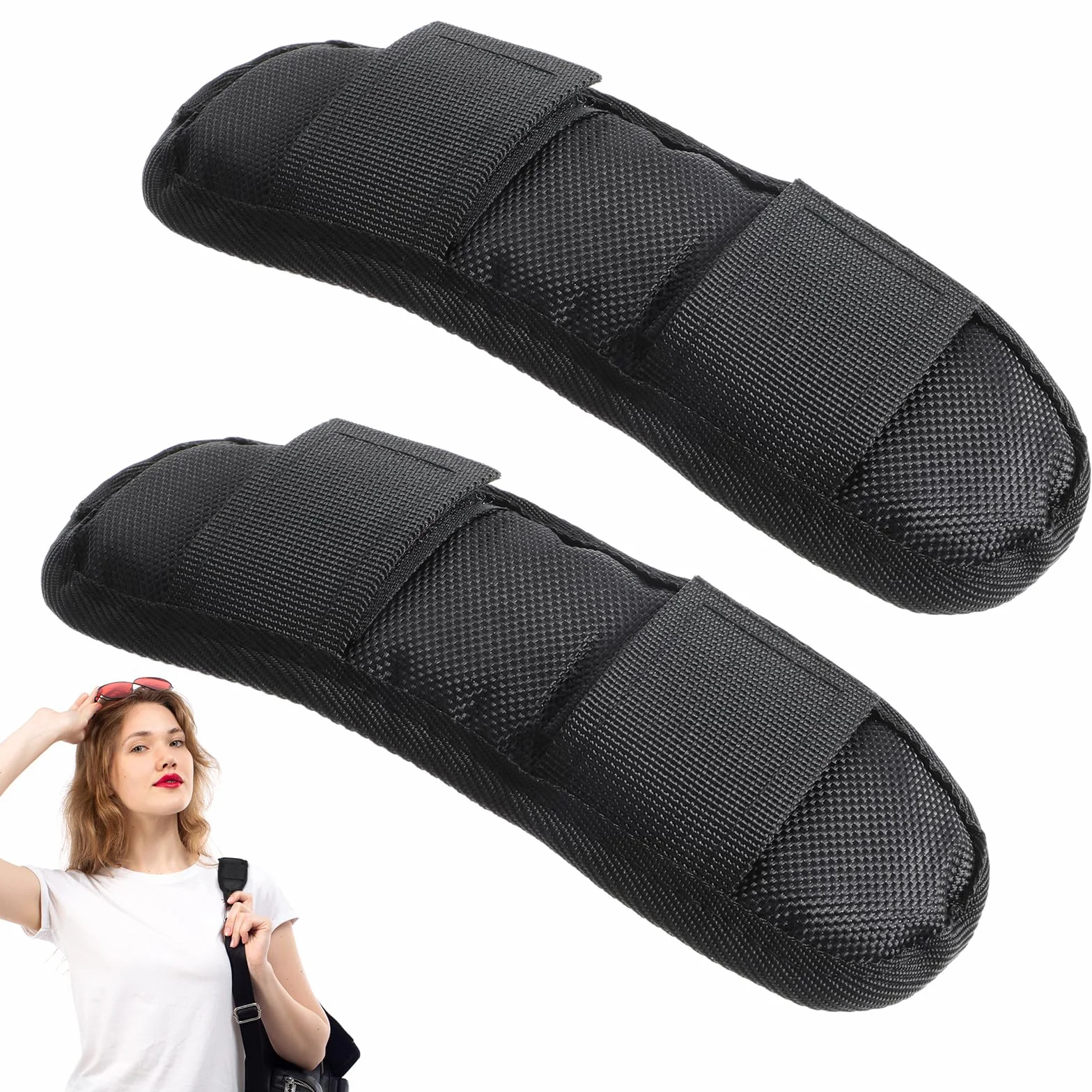 Coussinets amovibles noirs extra épais pour bandoulière de sac à bagages, lot de 2