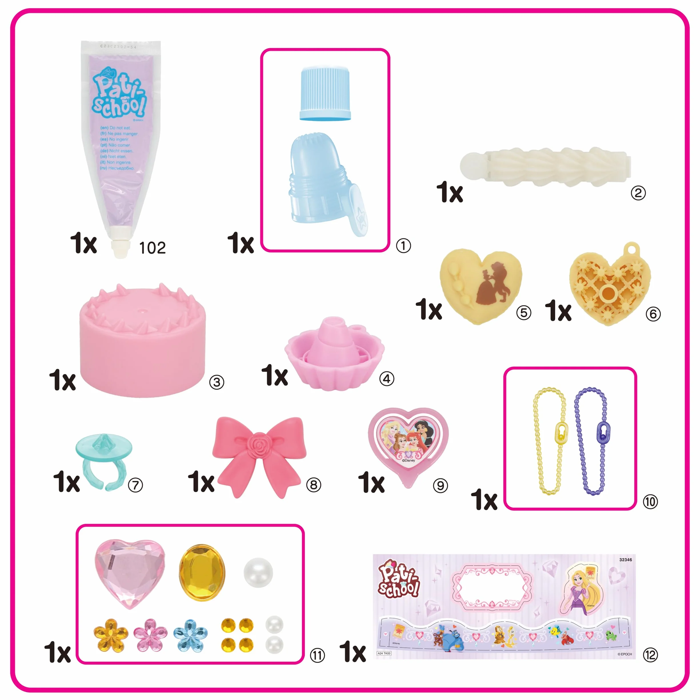 Pati-School Kit de Création Princesses Disney Loisir Créatif Enfants 6 Ans+ Glaçage Décoration Accessoires