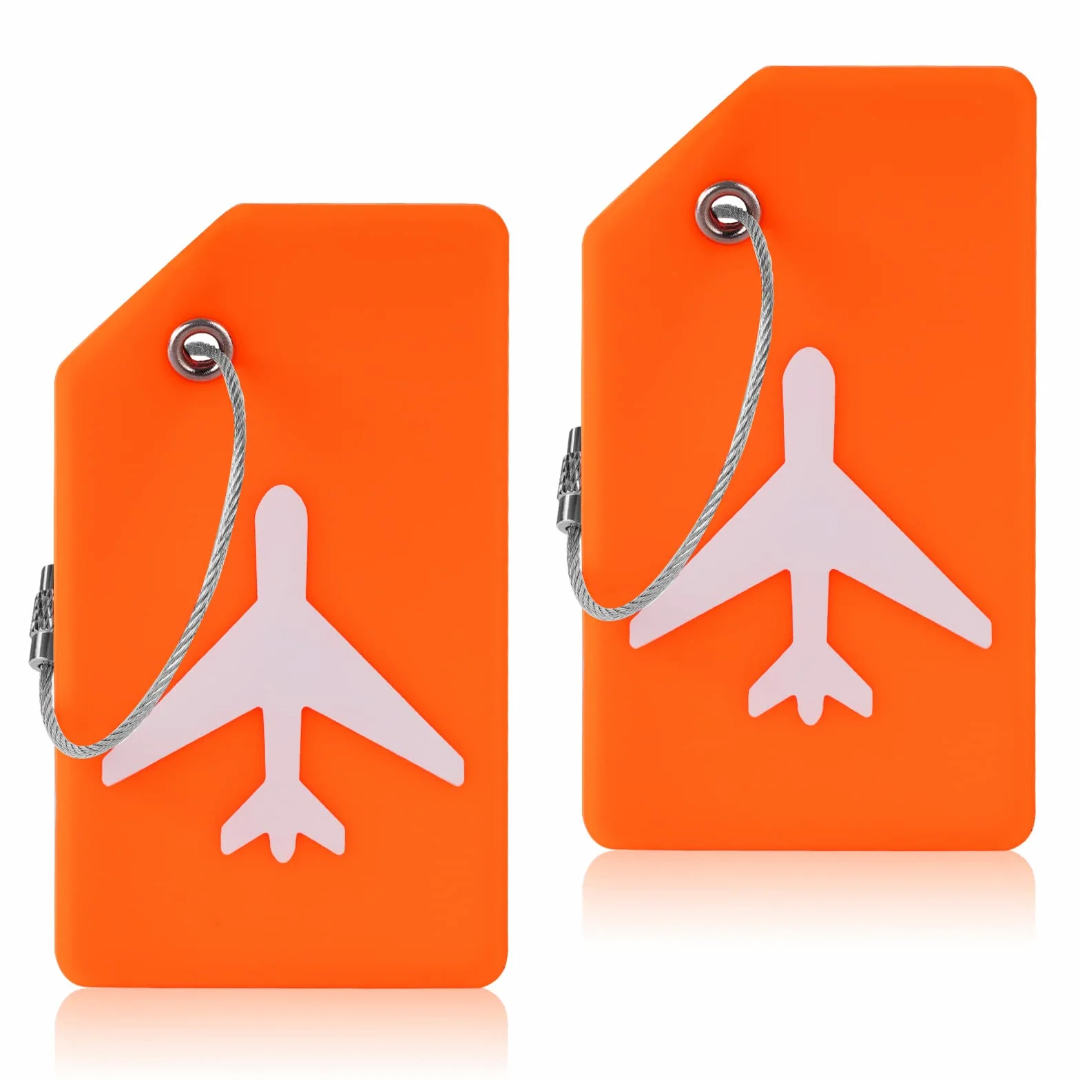 Flintronic Lot de 2 Étiquettes de Bagage en Silicone avec Carte d'Identité, Cordes en Acier Inoxydable