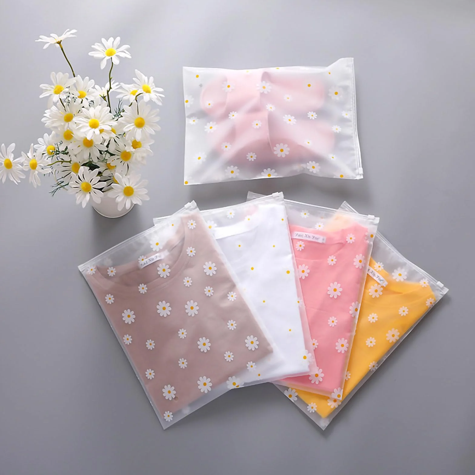 KEYRI 20 Pièces Sac Zipper Voyage Pochette Étanche Transparent Rangement Vêtements Plastique Costume Chaussures Cosmétique Floral