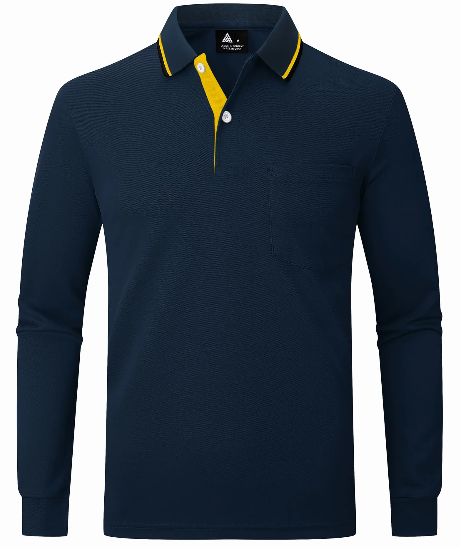 JACKETOWN Polo à Manches Longues Homme Golf Respirant Patte de Boutonnage Travail Chemise Décontractée Coupe Régulière M-3XL