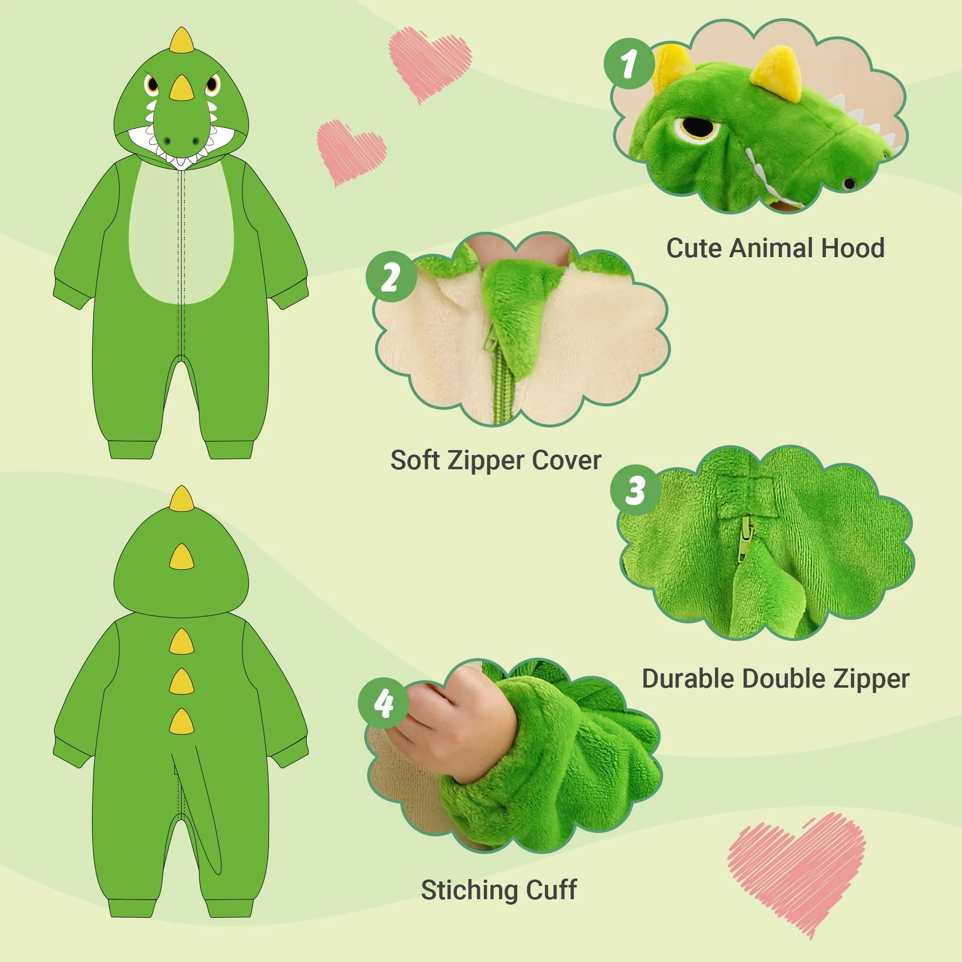Barboteuse Bébé Animal Halloween Flanelle Cosplay Combinaison Garçons Filles 0-36 Mois