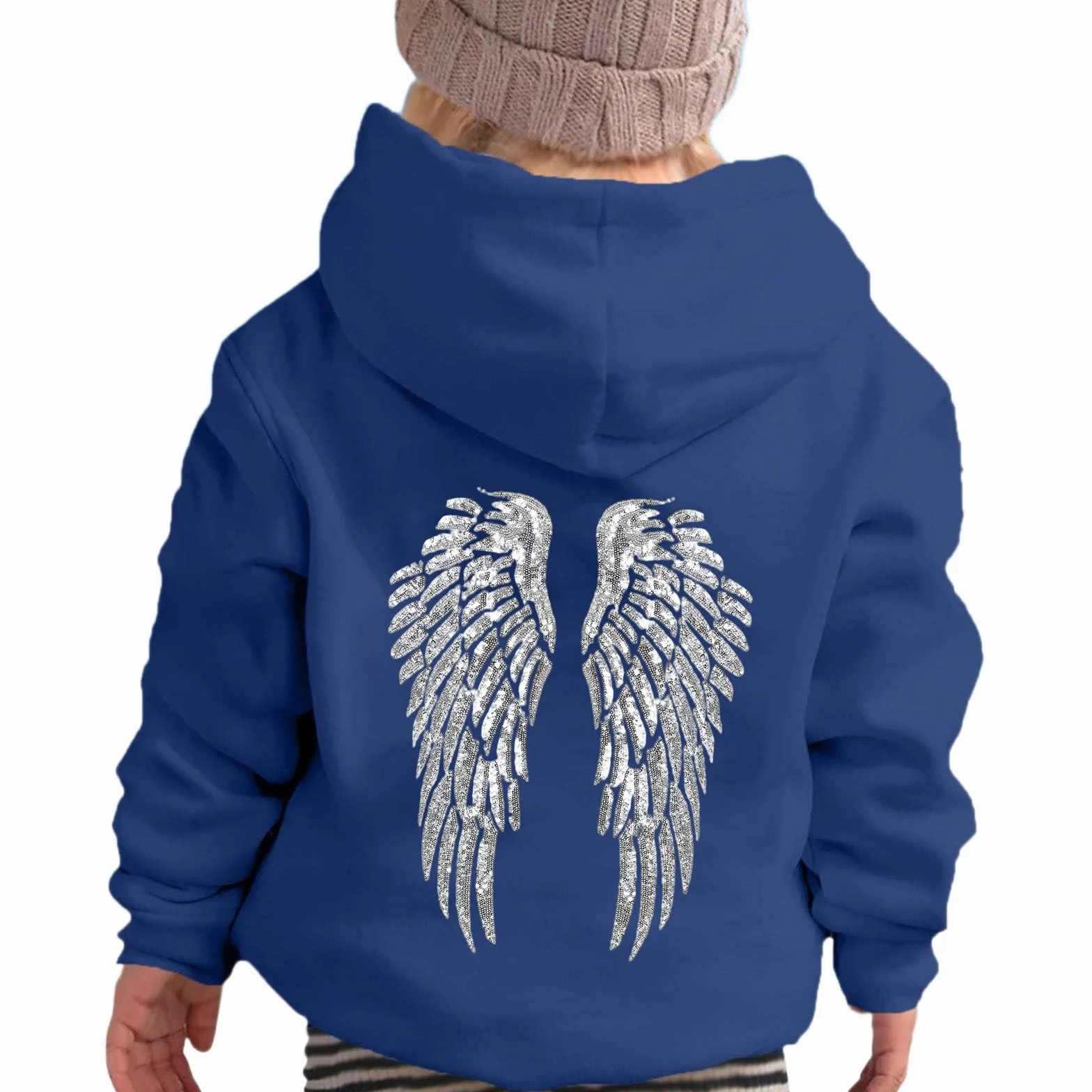 Angel Hoodie Sweat à Capuche Enfant Filles Strass Poches Manche Longue Y2k Streetwear