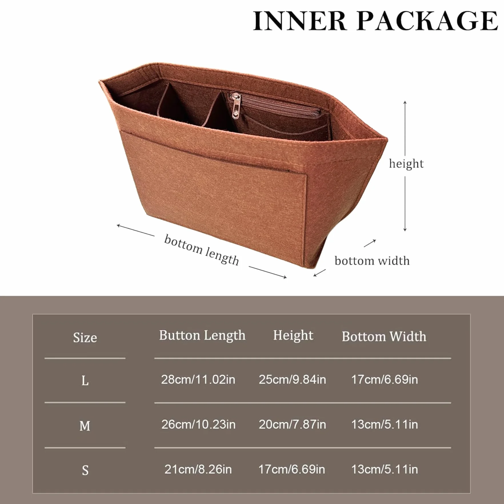 YeahBoom Organisateur de Sac pour Longchamp L, en Feutre avec Plusieurs Poches