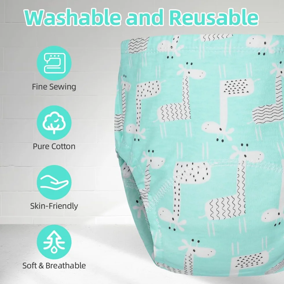 Aolso Culottes d'apprentissage réutilisables en coton pour bébé, sous-vêtements lavables garçons