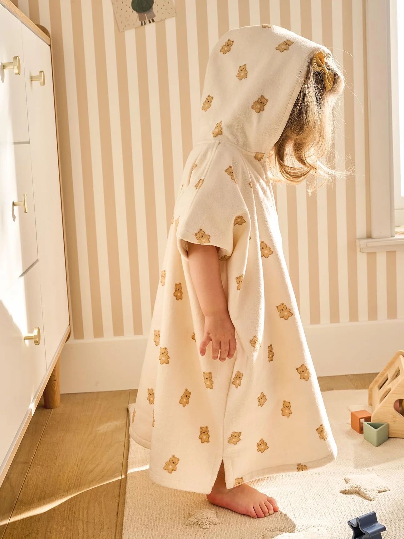 Poncho de bain bébé PETIT OURS coton recyclé VERTBAUDET