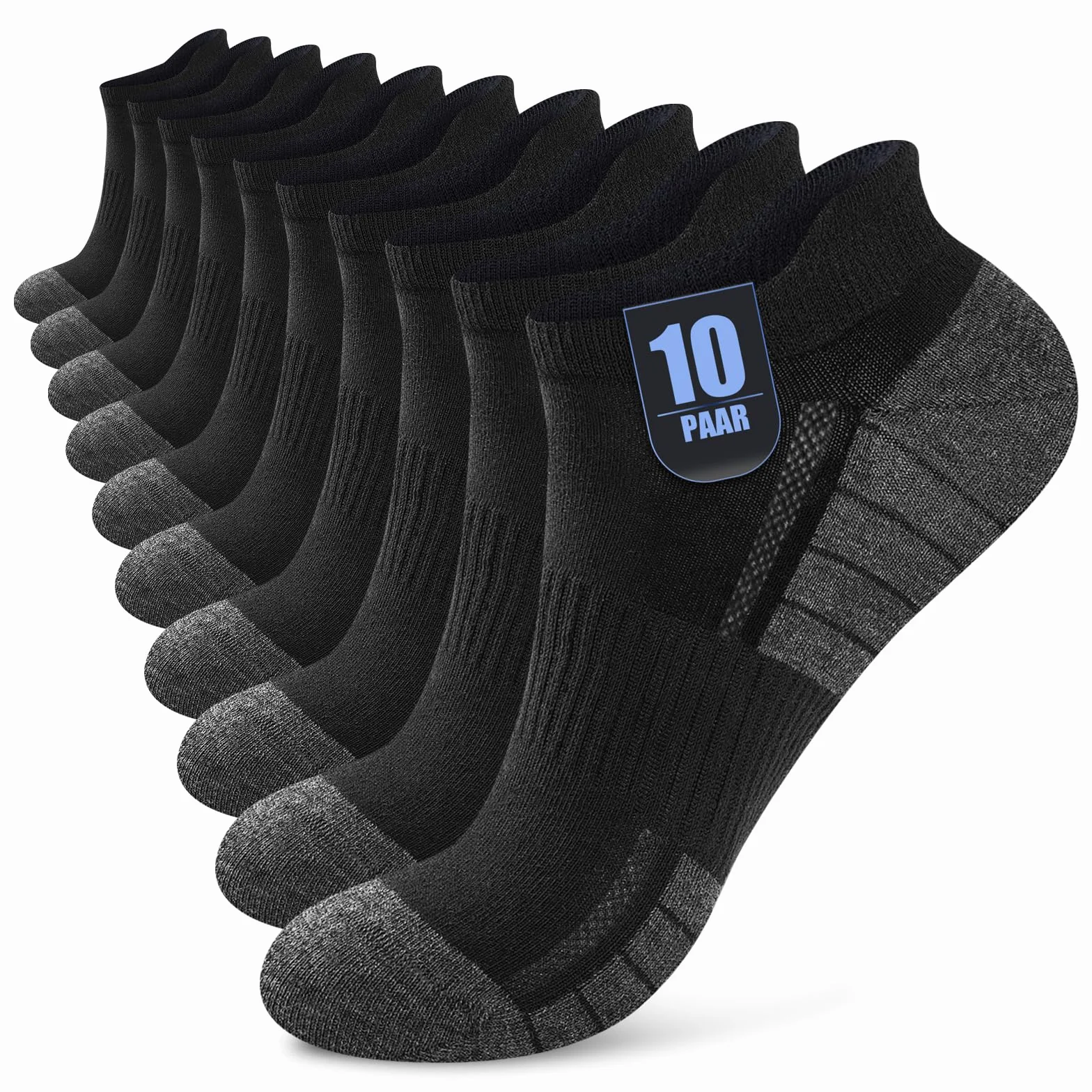Chaussettes Basses Homme Femme Coton Courtes Respirantes Antidérapantes Sport Running Unisexe Noir Blanc Gris