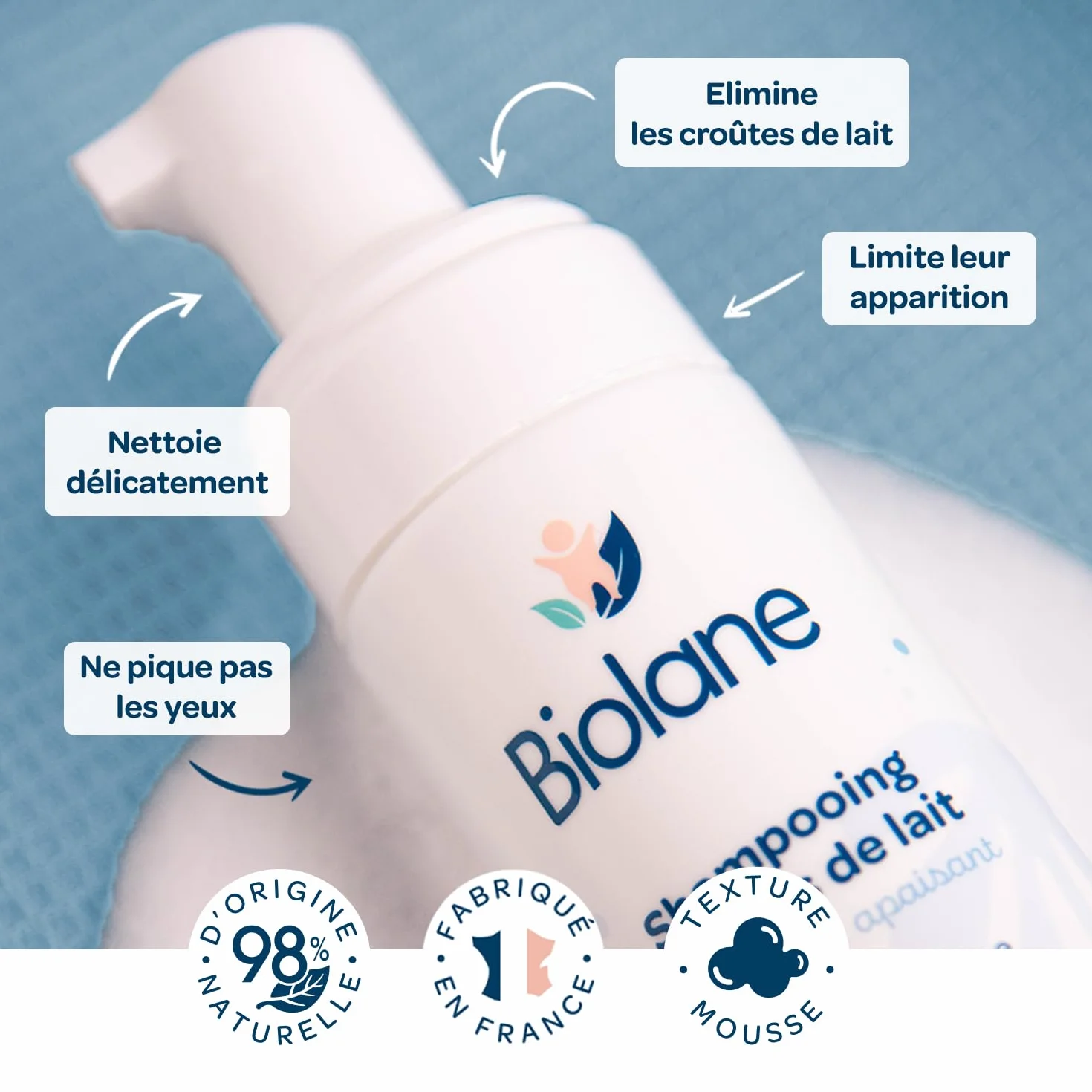 BIOLANE Shampoing bébé Croûtes de lait 150ml 98% Naturel Testé Dermatologiquement