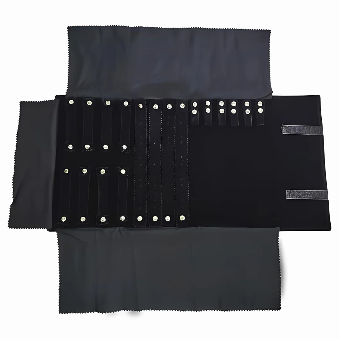 HAGNA 1 Ensemble Pochette Bijoux Voyage, Rouleau À Bijoux Broderie Chinoise Organisateur Noir