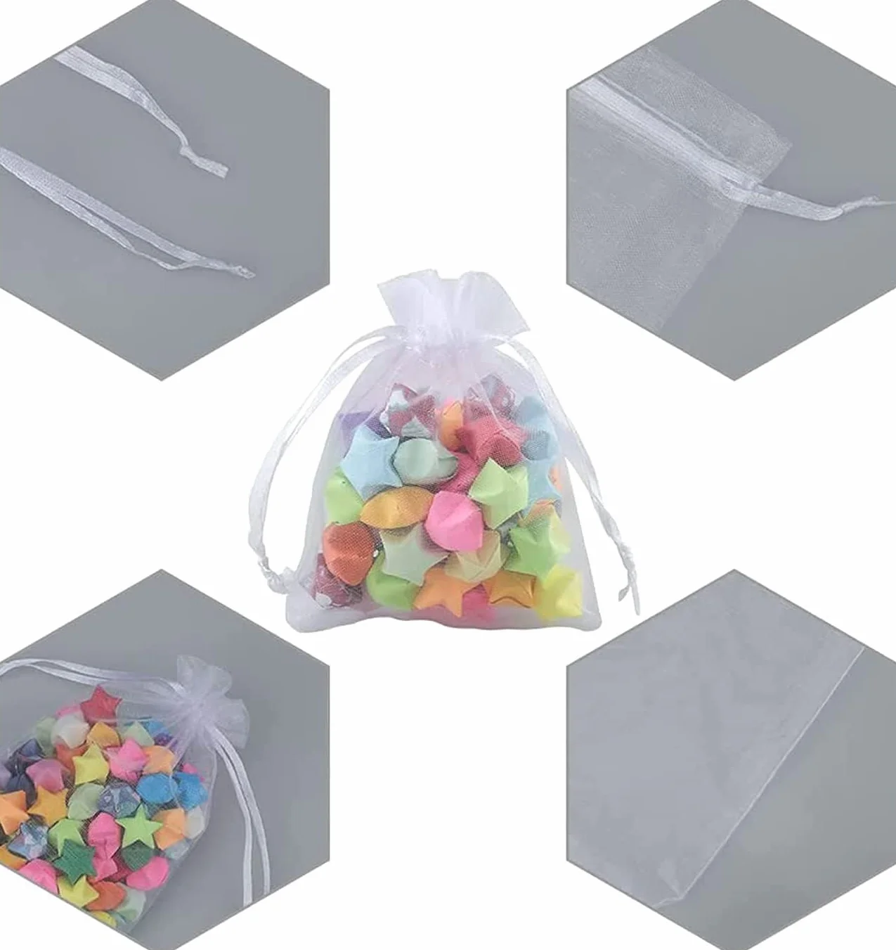 Lot de 50 sachets en organza blanc 7 x 9 cm pochette cadeau mariage