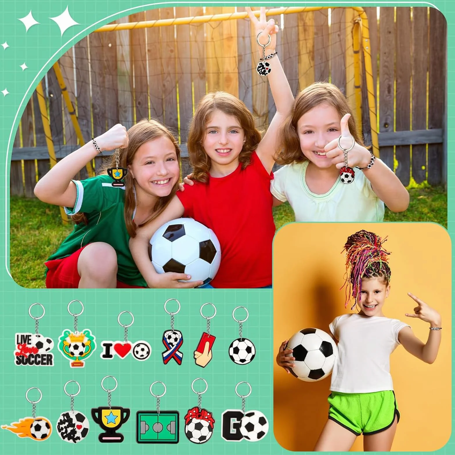 Porte-clés de Football 20 Pièces pour Fan de Sport, Cadeaux Souvenirs