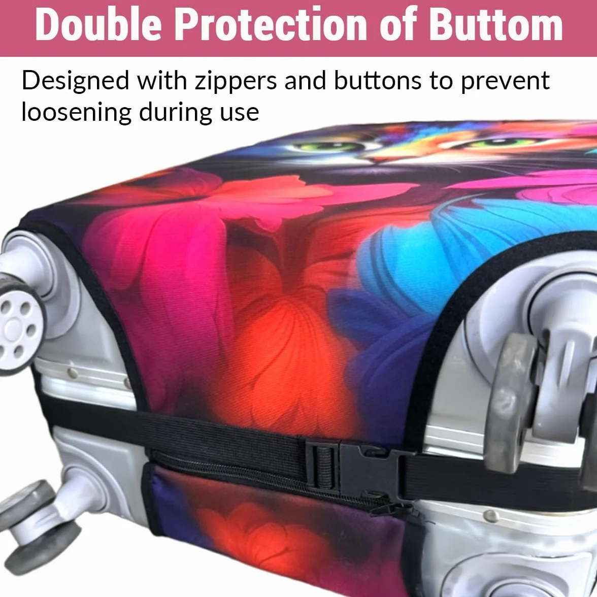 Housse Valise Protection Elastique Motif Chat Imprimé 3D Anti-Rayures pour Suitcase 18-32 Pouces
