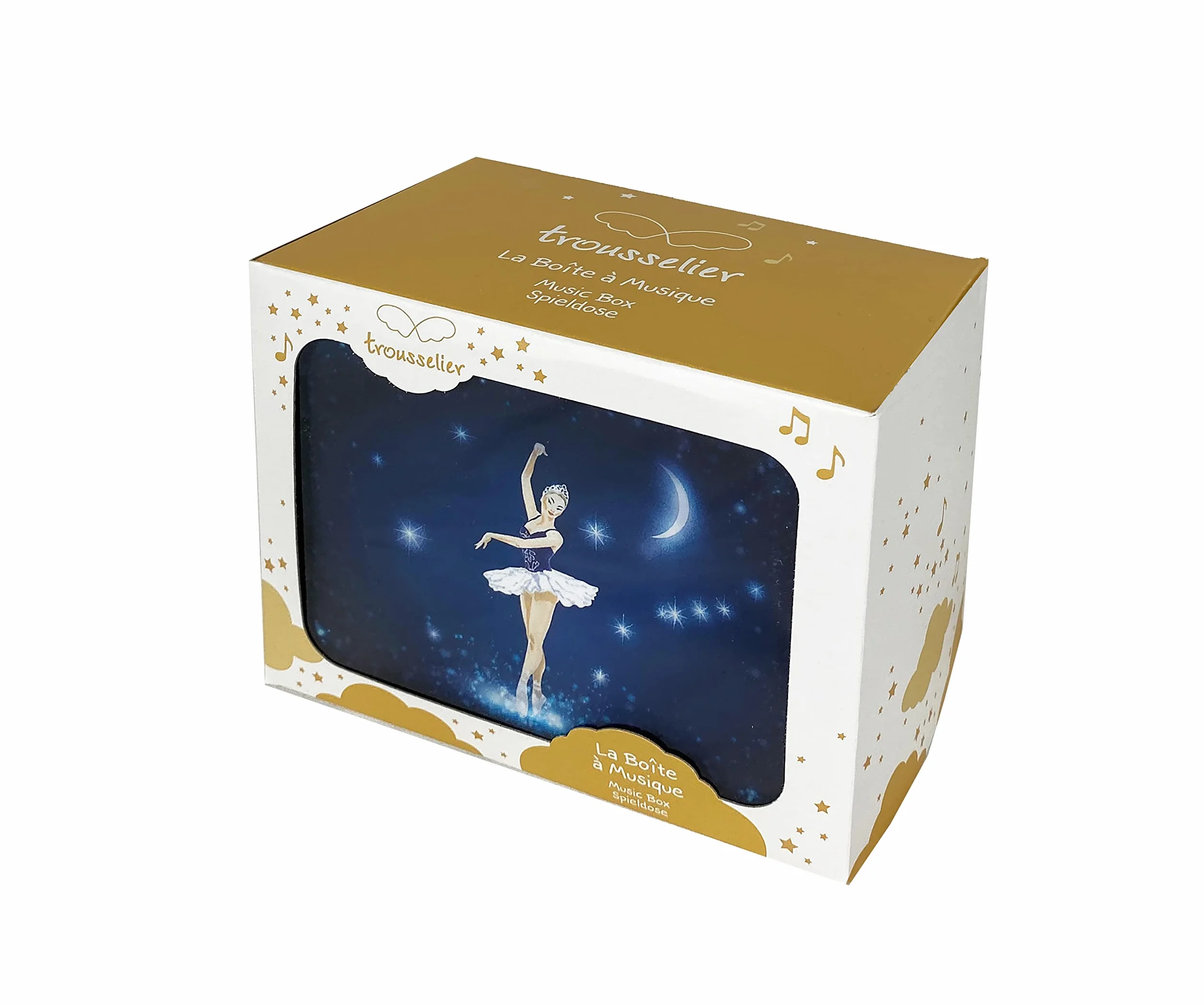 Trousselier Ballerine Boîte à bijoux musicale Phosphorescent Brille dans le noir Musique Lac des cygnes Bleu foncé