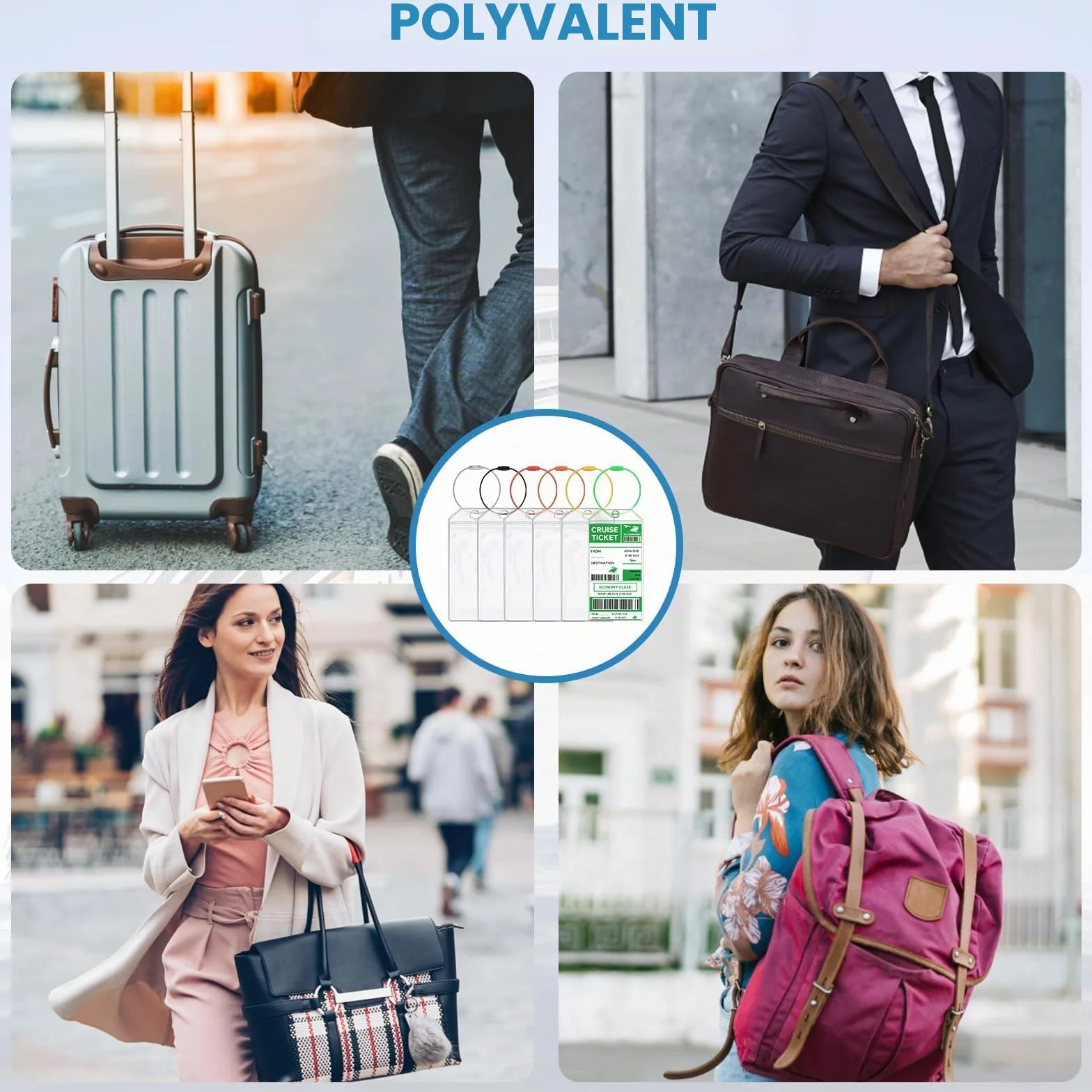 Alyvisun 6 Pièces Porte-Étiquettes de Bagage en PVC pour Valise Voyage Avion