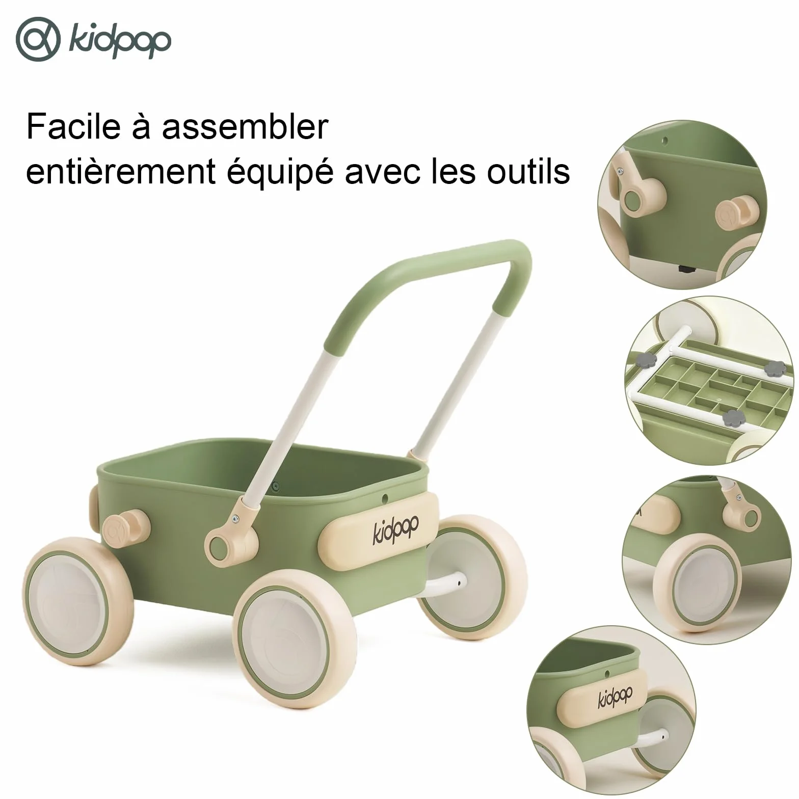 Kidpop PULA trotteur bébé chariot de marche Vert 7 mois à 4 ans 15 kg