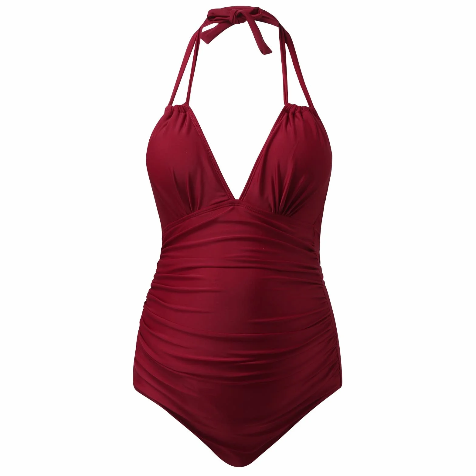 Maillot De Bain Maternité Une Pièce Col en V Halter Monokini Grossesse Grande Taille Plage Piscine