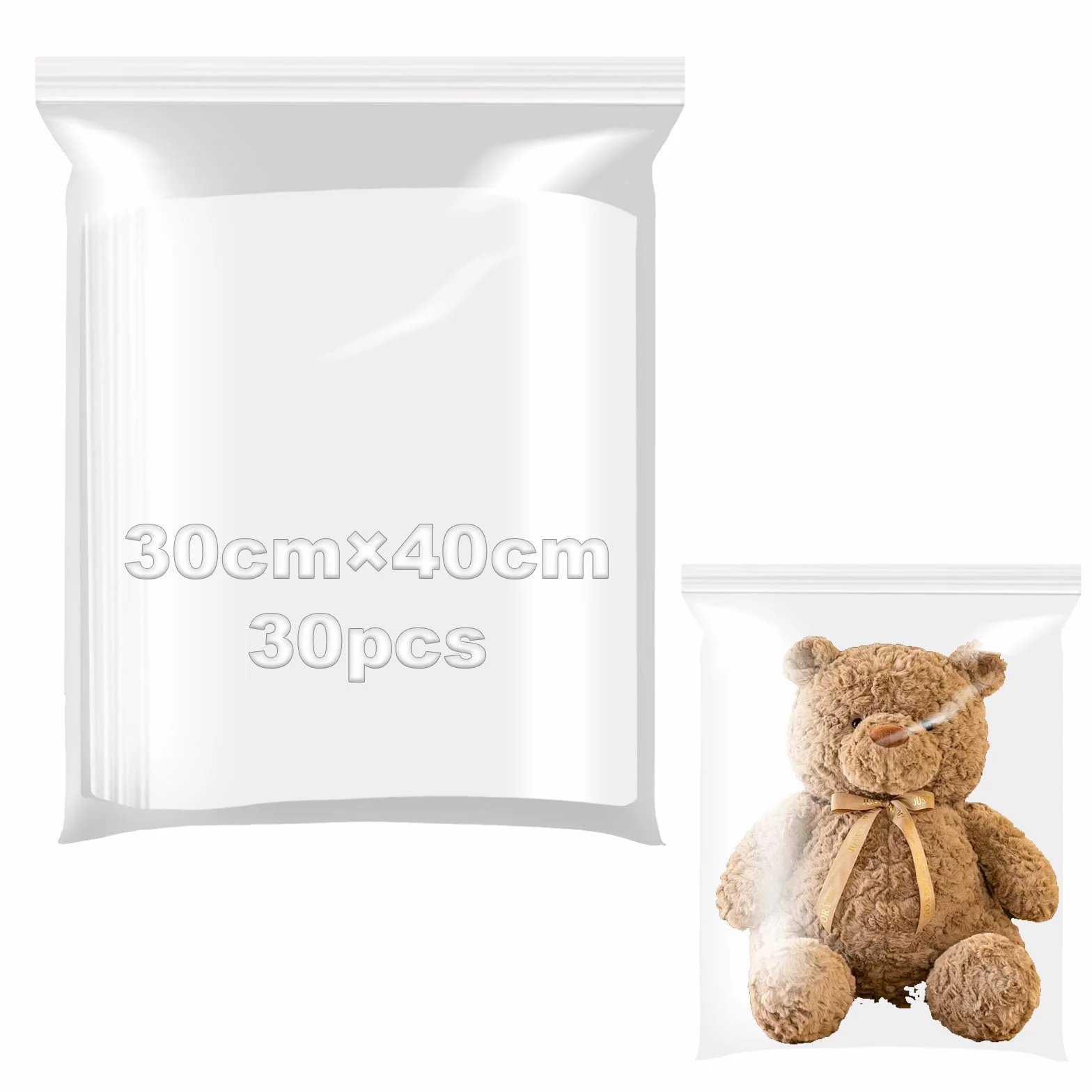 Sac Plastique Zip 30x40cm Refermables 30 Pièces Transparent Sachet Emballage