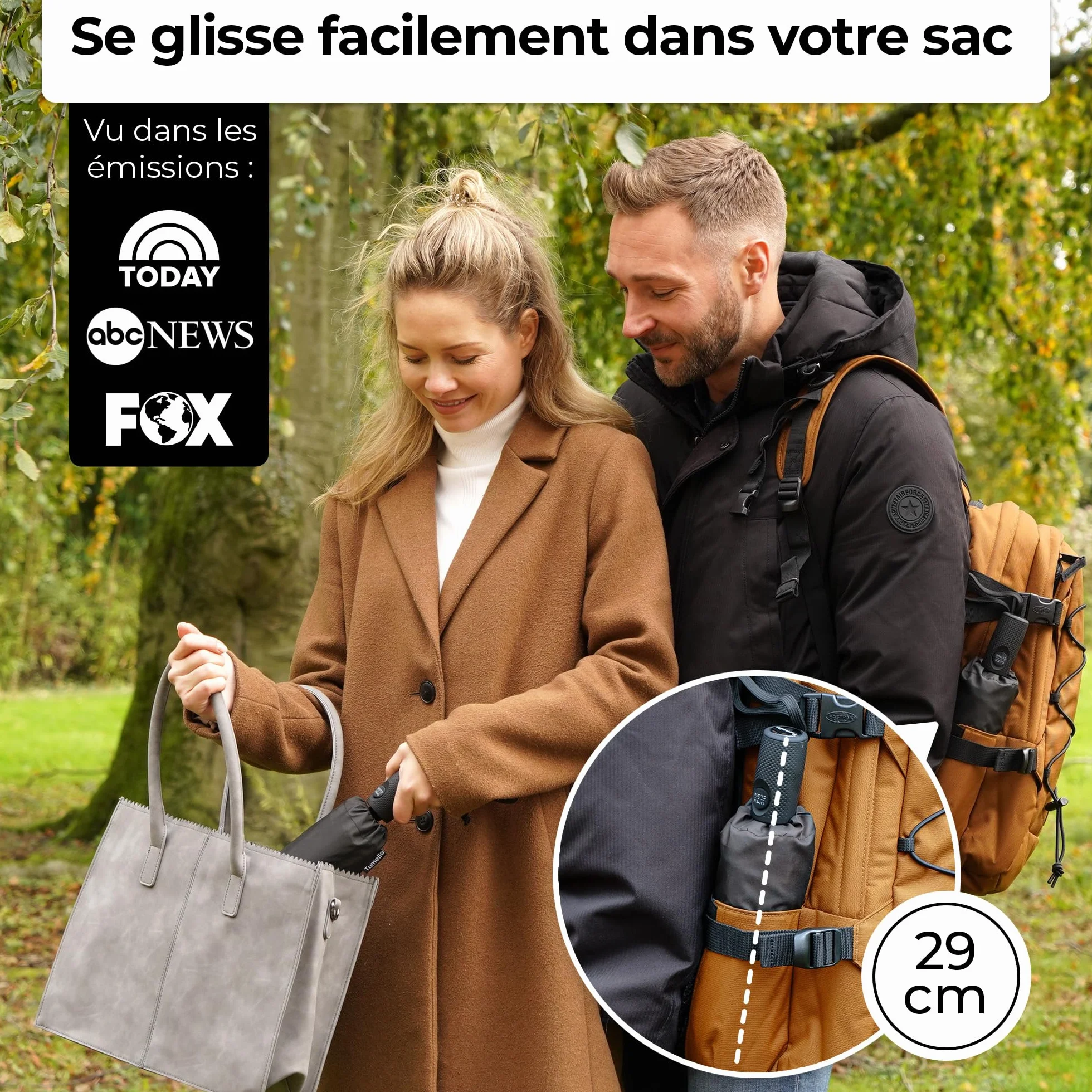 TUMELLA Parapluie de Voyage Résistant au Vent Compact avec Fermeture Automatique Petit Parapluie de Pluie Solide Léger Portable Poignée Durable
