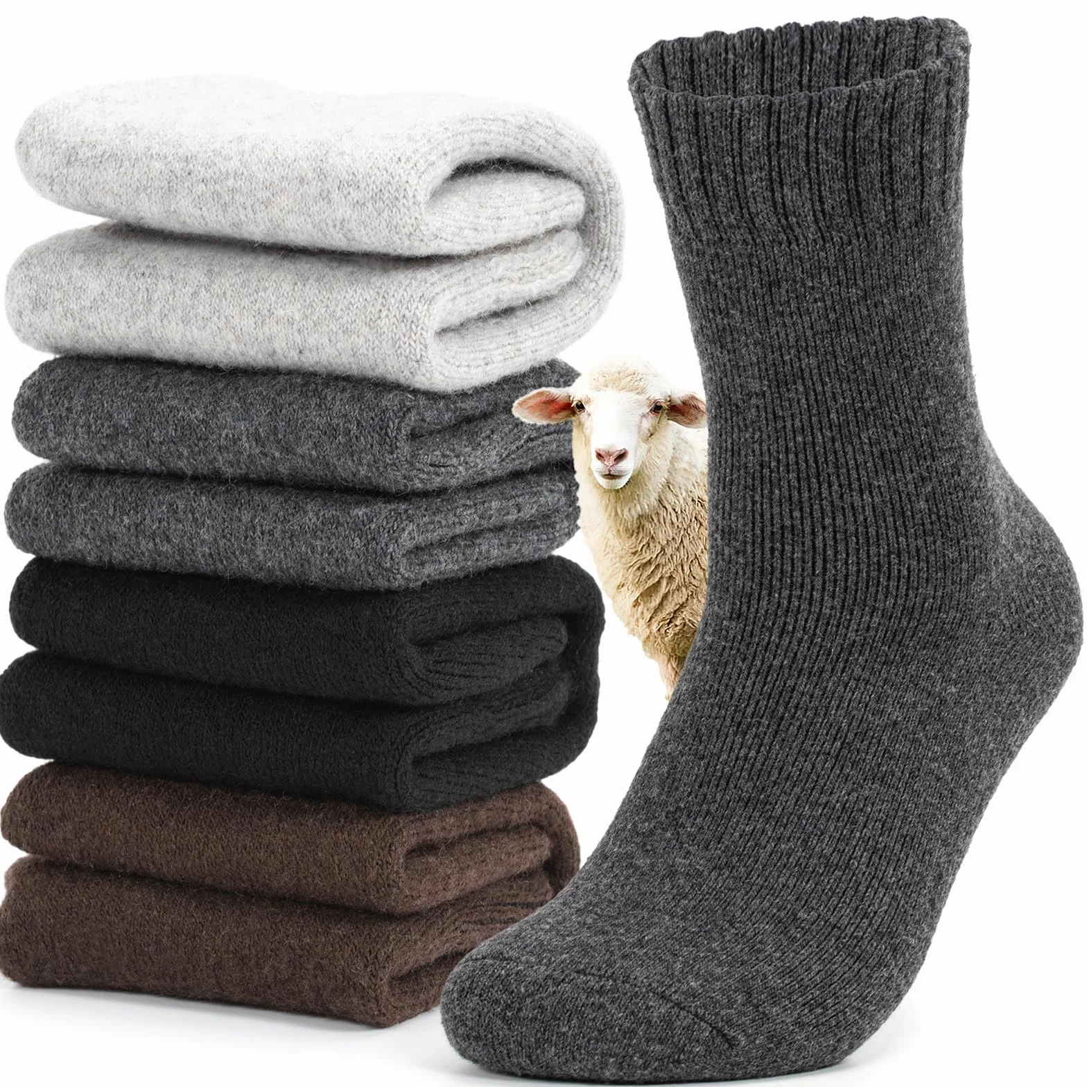 Chaussettes Chaudes Homme Laine Merinos Hiver Épaisses Thermiques Ski Course Randonnée Taille Eu 39-46