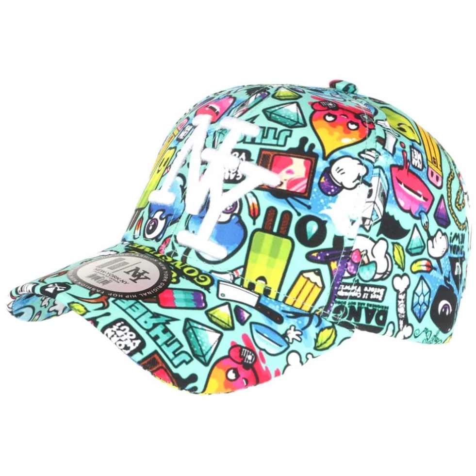 Casquette Enfant Hip Hop Honour Turquoise City Original Lisky NY Baseball 7-11 Ans