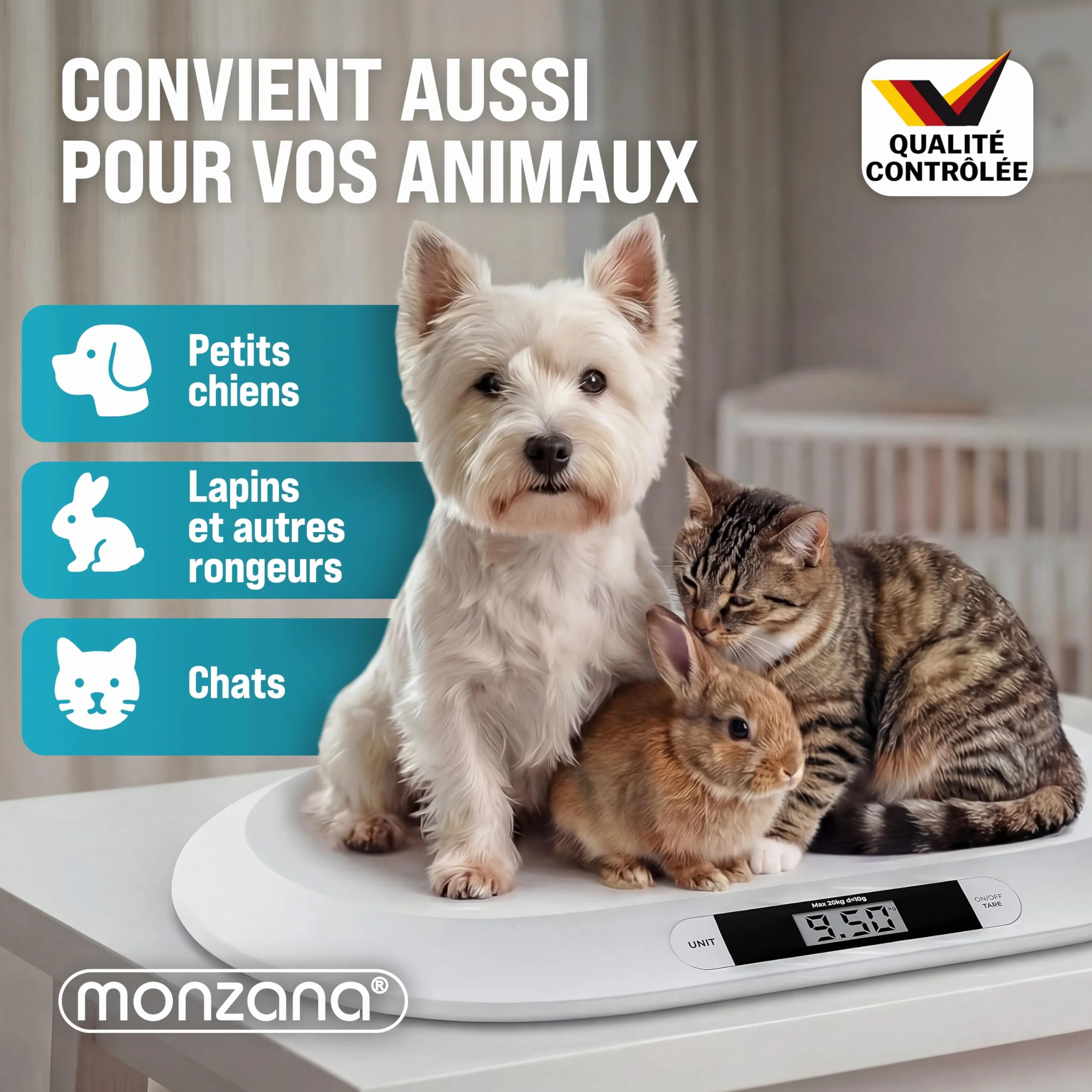 MONZANA Pèse-bébé balance précision 10 gr électrique surface incurvée