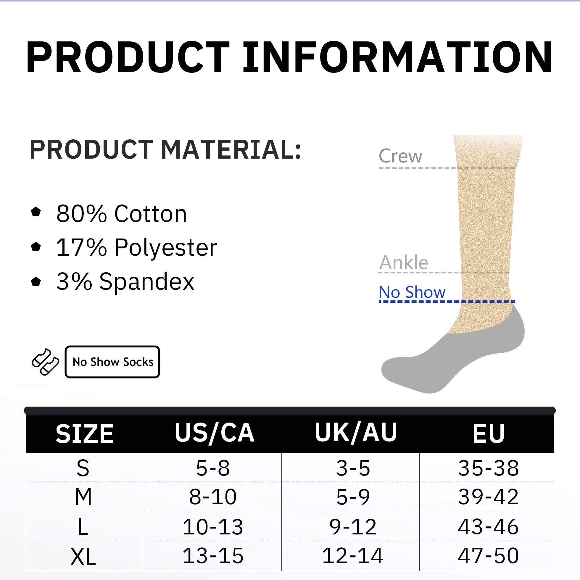 CLOSEMATE Chaussettes Invisibles Homme Femme Coton Antidérapantes 35-38 39-42 43-46 47-50