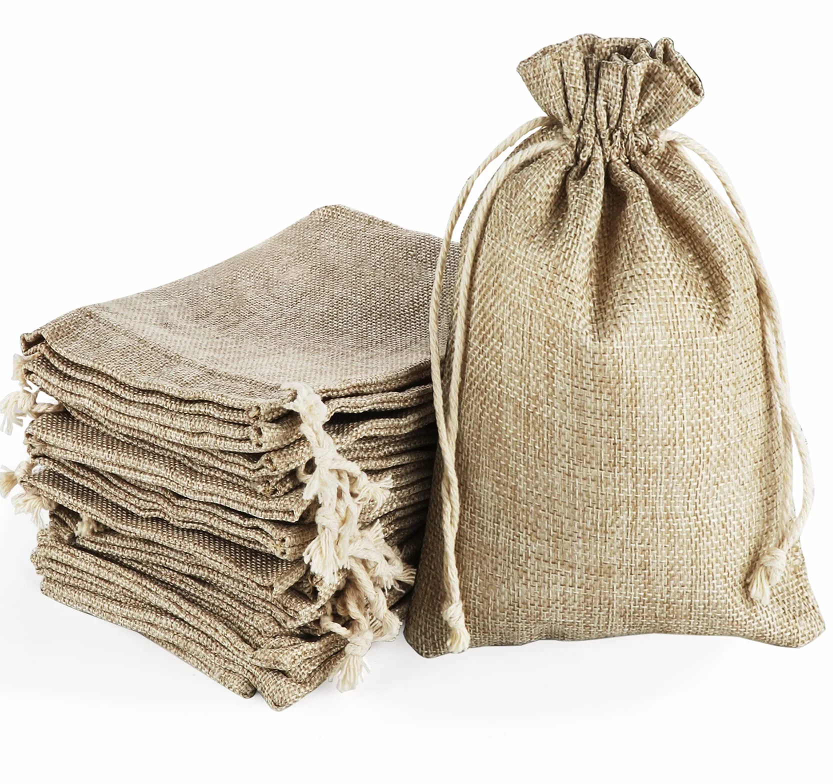 Sacs en Toile de Jute avec Cordon de Serrage, Pochettes en Lin Chanvre 13x18cm, 30pcs pour Mariage Bijoux Noël
